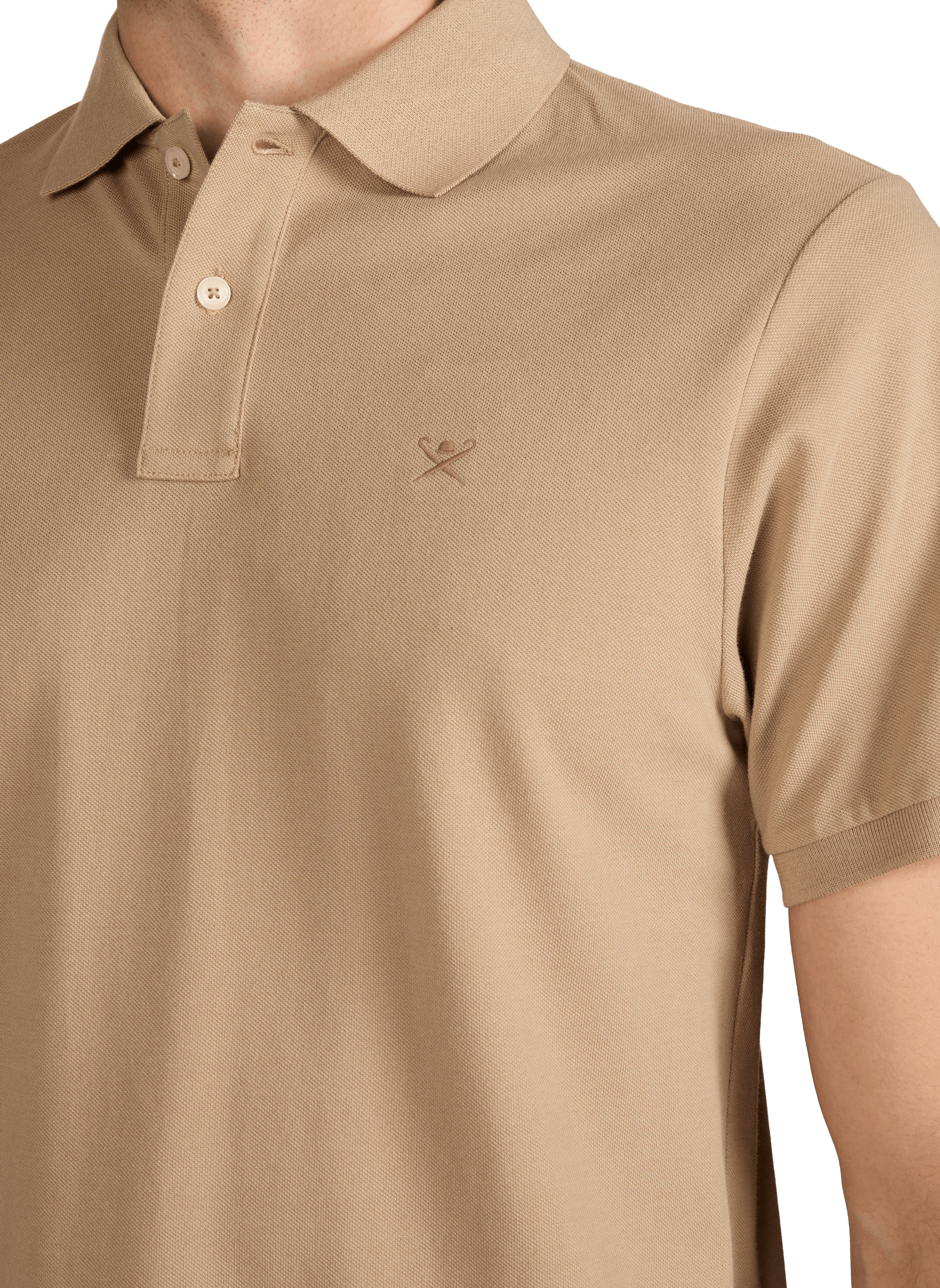 Polo à manches courtes en coton HACKETT Beige