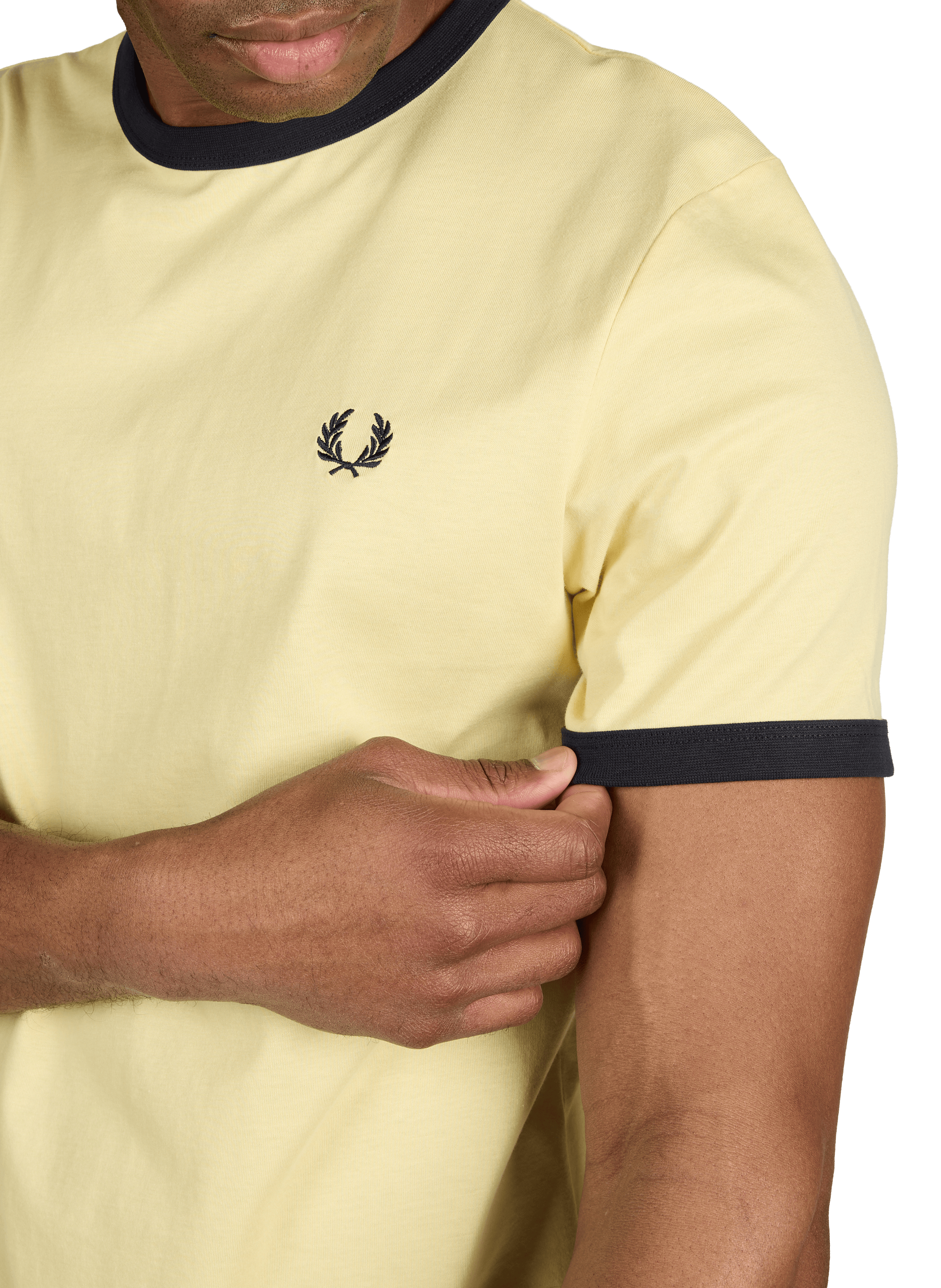 T-shirt à bordures contrastantes en coton FRED PERRY Jaune