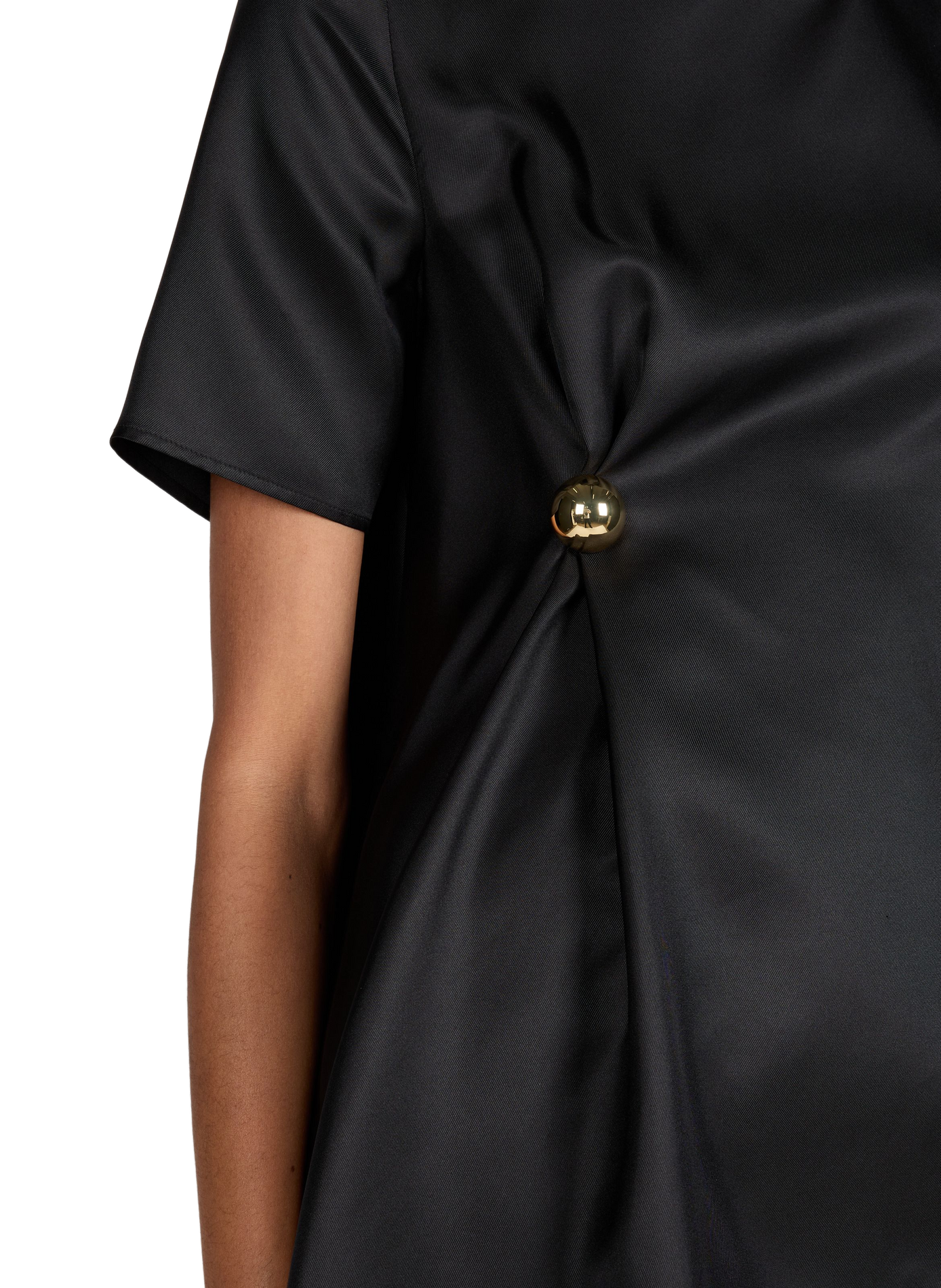 Silk short-sleeve asymmetric top LOULOU DE SAISON Black