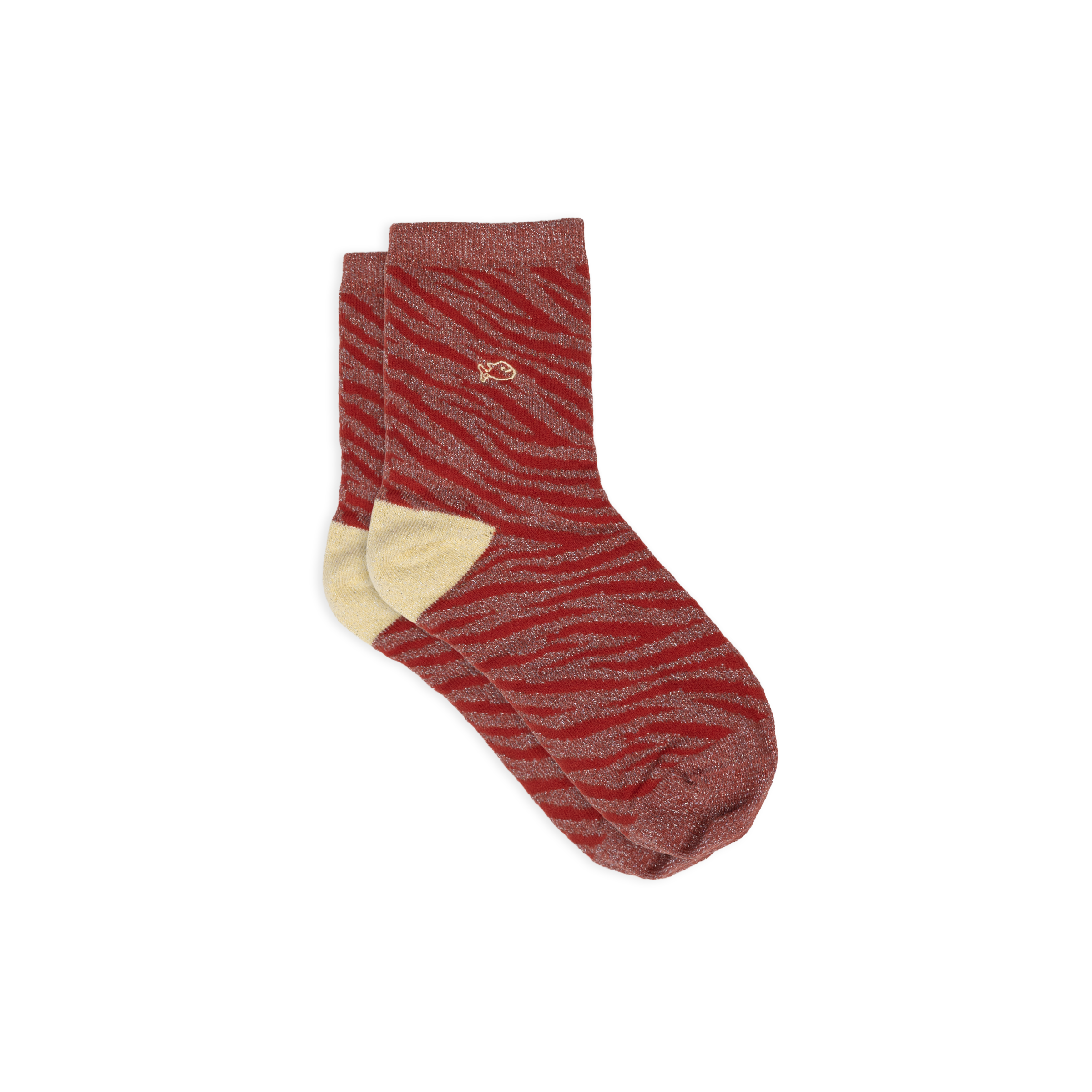 Chaussettes en coton peigné zèbre  Rouge