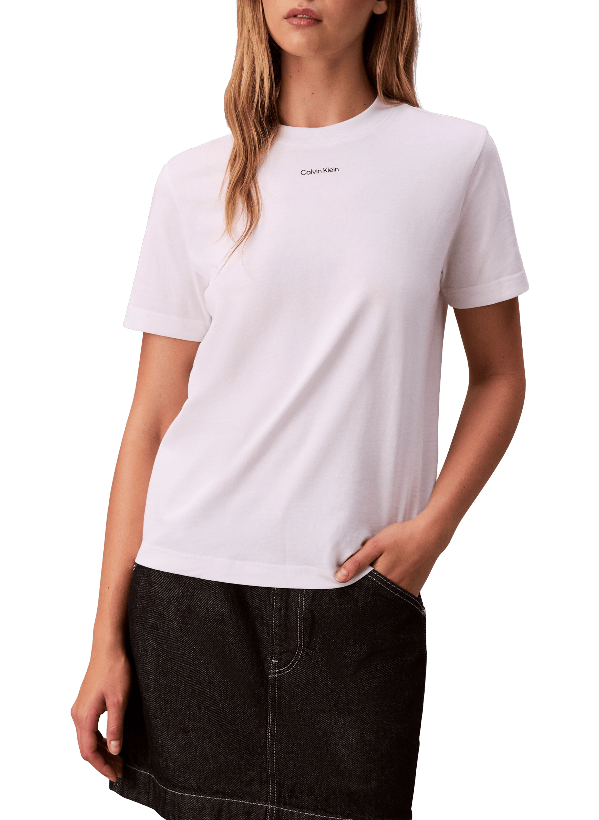 T-shirt col rond en coton CALVIN KLEIN Blanc