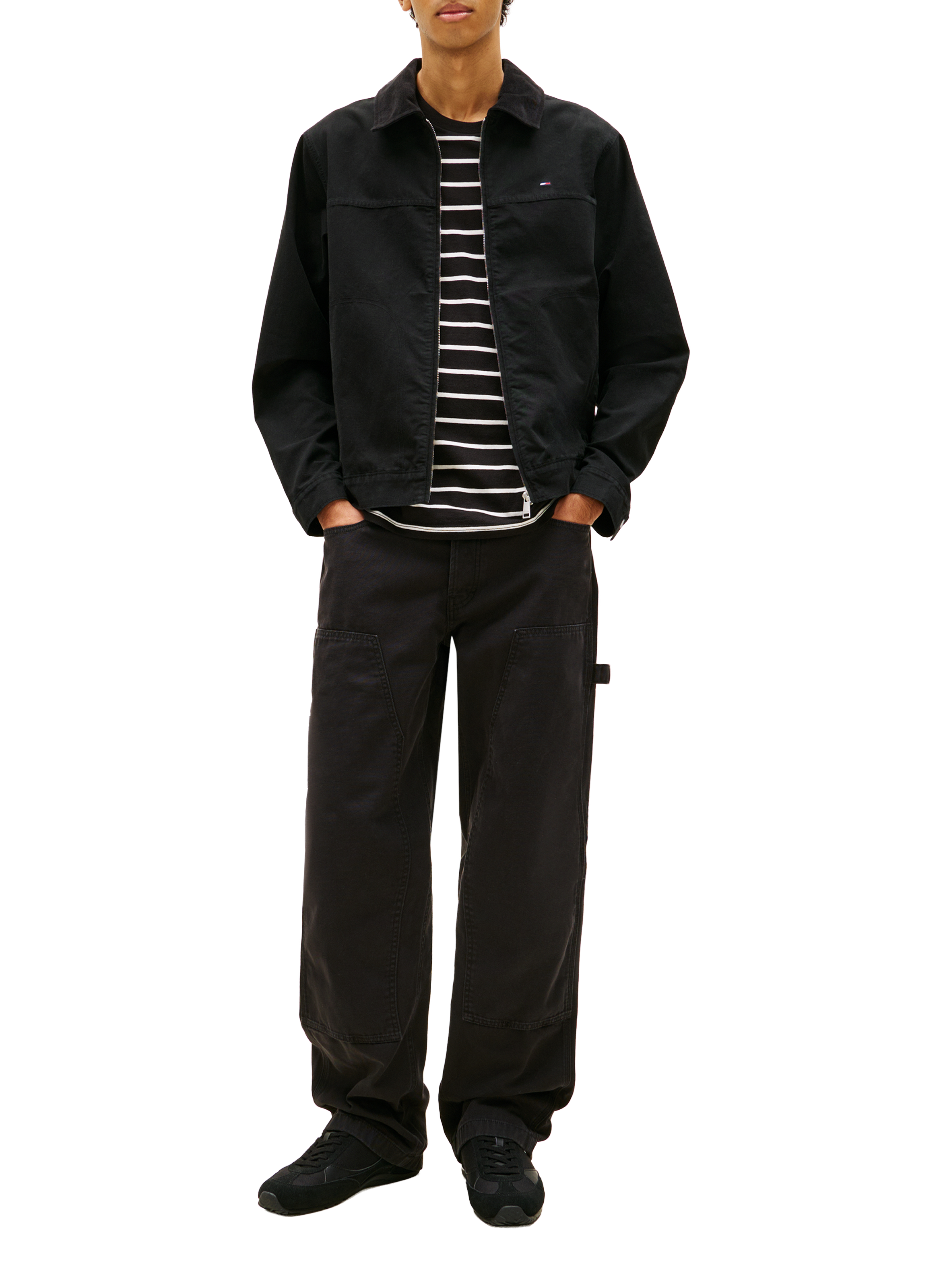 Straight jacket with contrast collar in organic cotton TOMMY HILFIGER Black