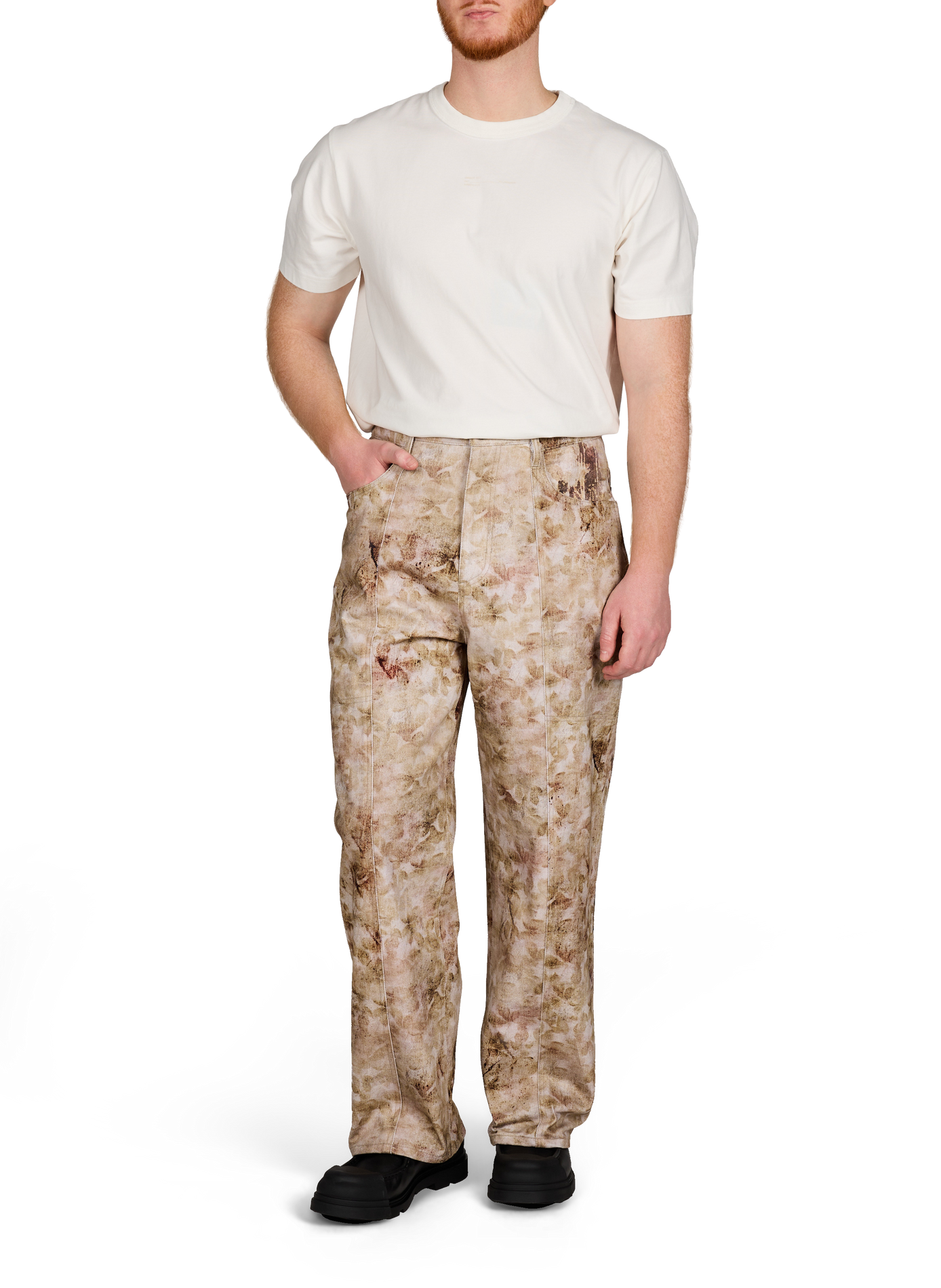 Jean imprimé fleurs en coton ANDERSSON BELL Beige