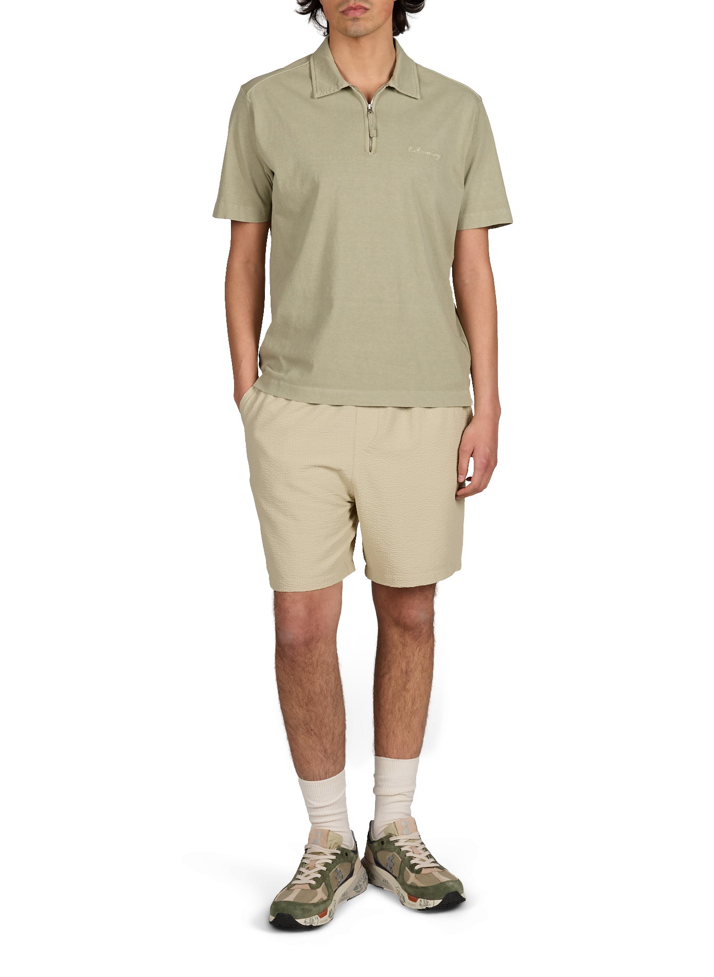 Straight cotton polo shirt CP COMPANY Green