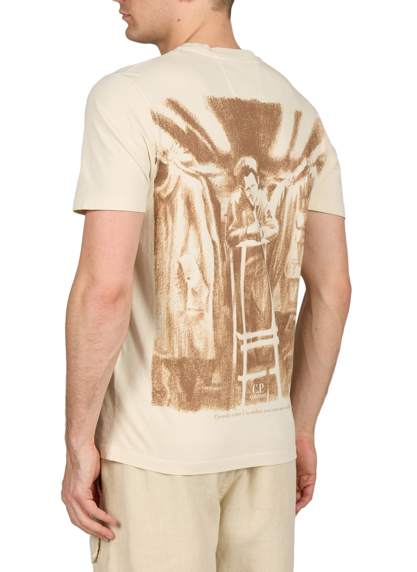 T-shirt imprimé en coton CP COMPANY Beige