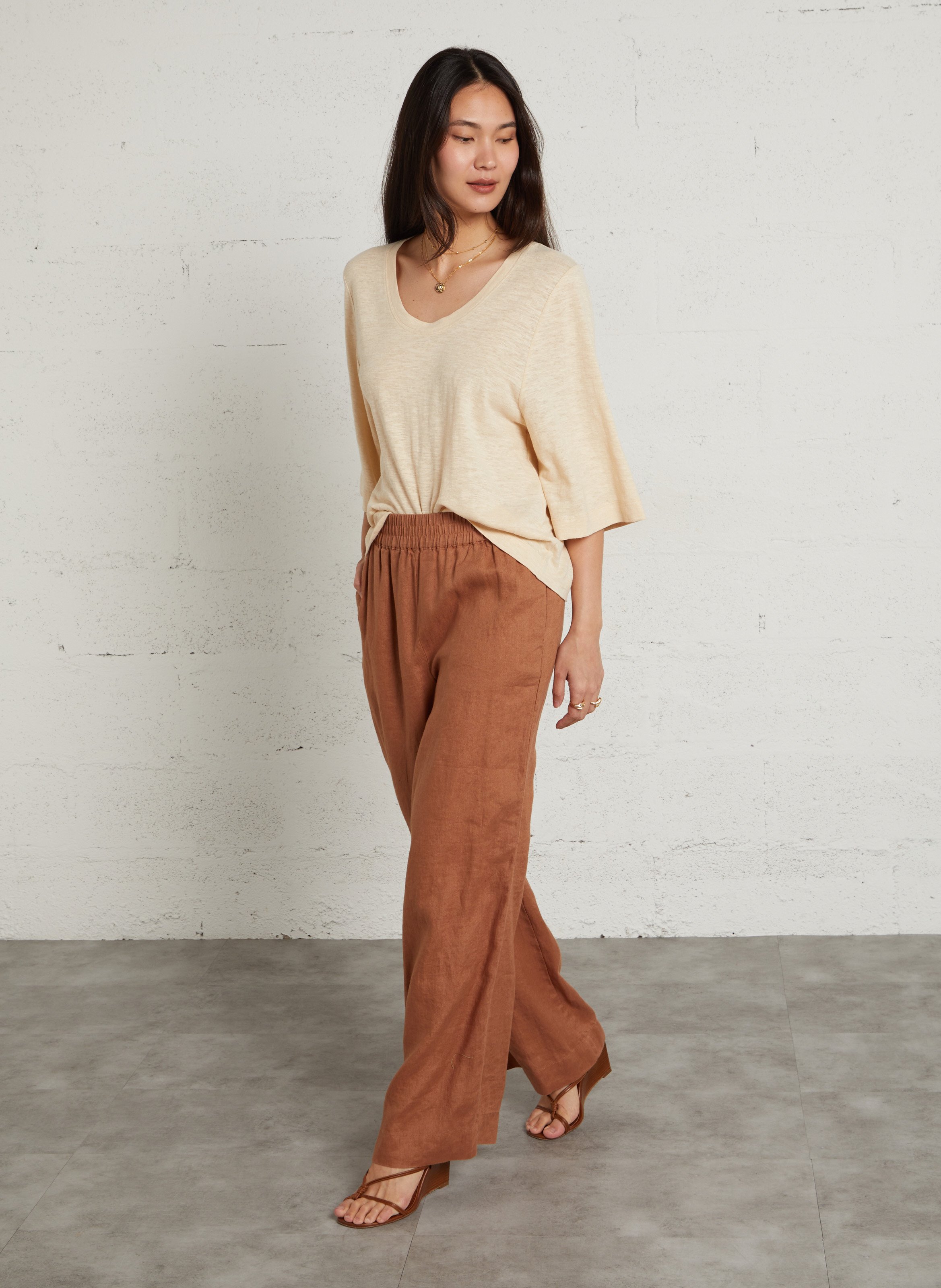 Tee-shirt col rond liana MAISON 123 Beige