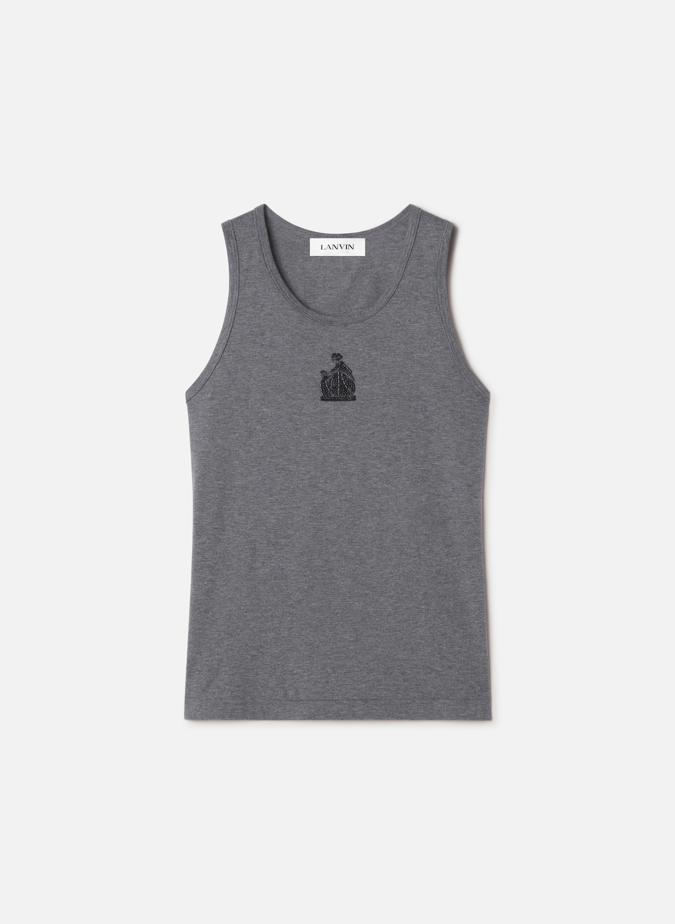 Débardeur brodé la mère et l'enfant en jersey LANVIN Gris