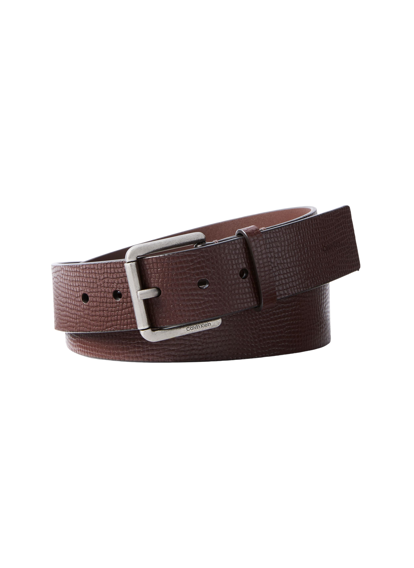 Textured Belt with Adjustable Leather Buckle CALVIN KLEIN Brown