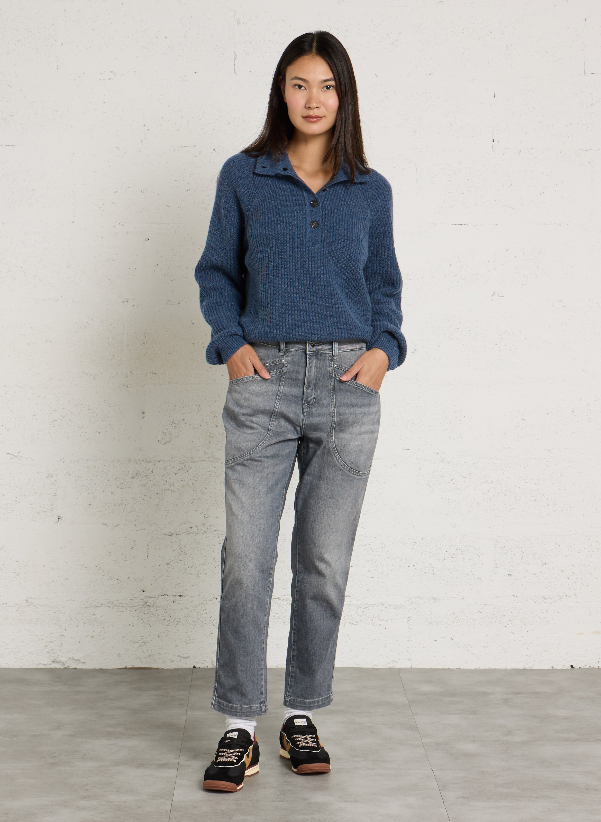 Trui met opstaande kraag van gemengde wol ARMOR-LUX Blauw