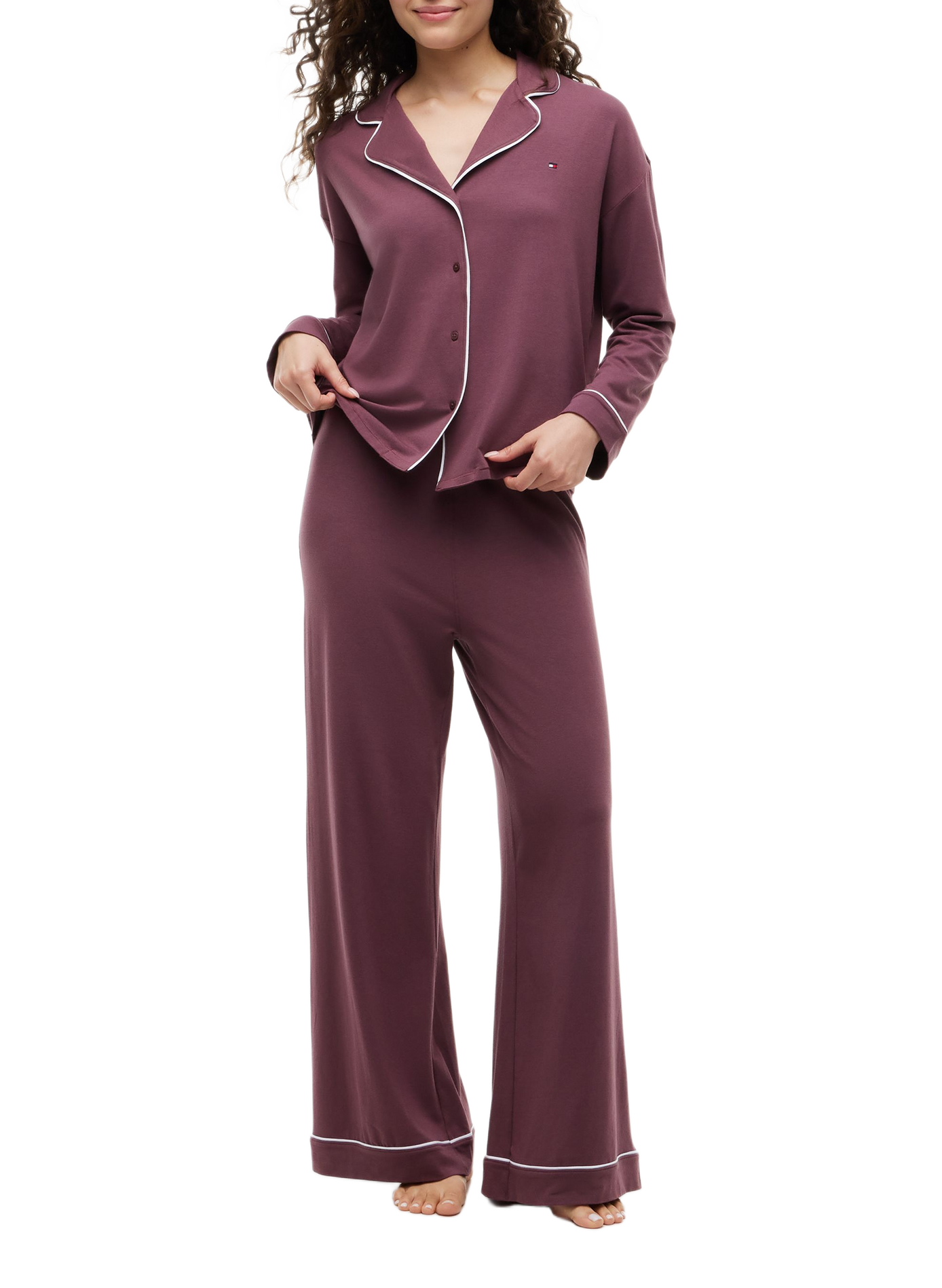 Pyjama long uni en coton mélangé | Violet TOMMY HILFIGER Femme