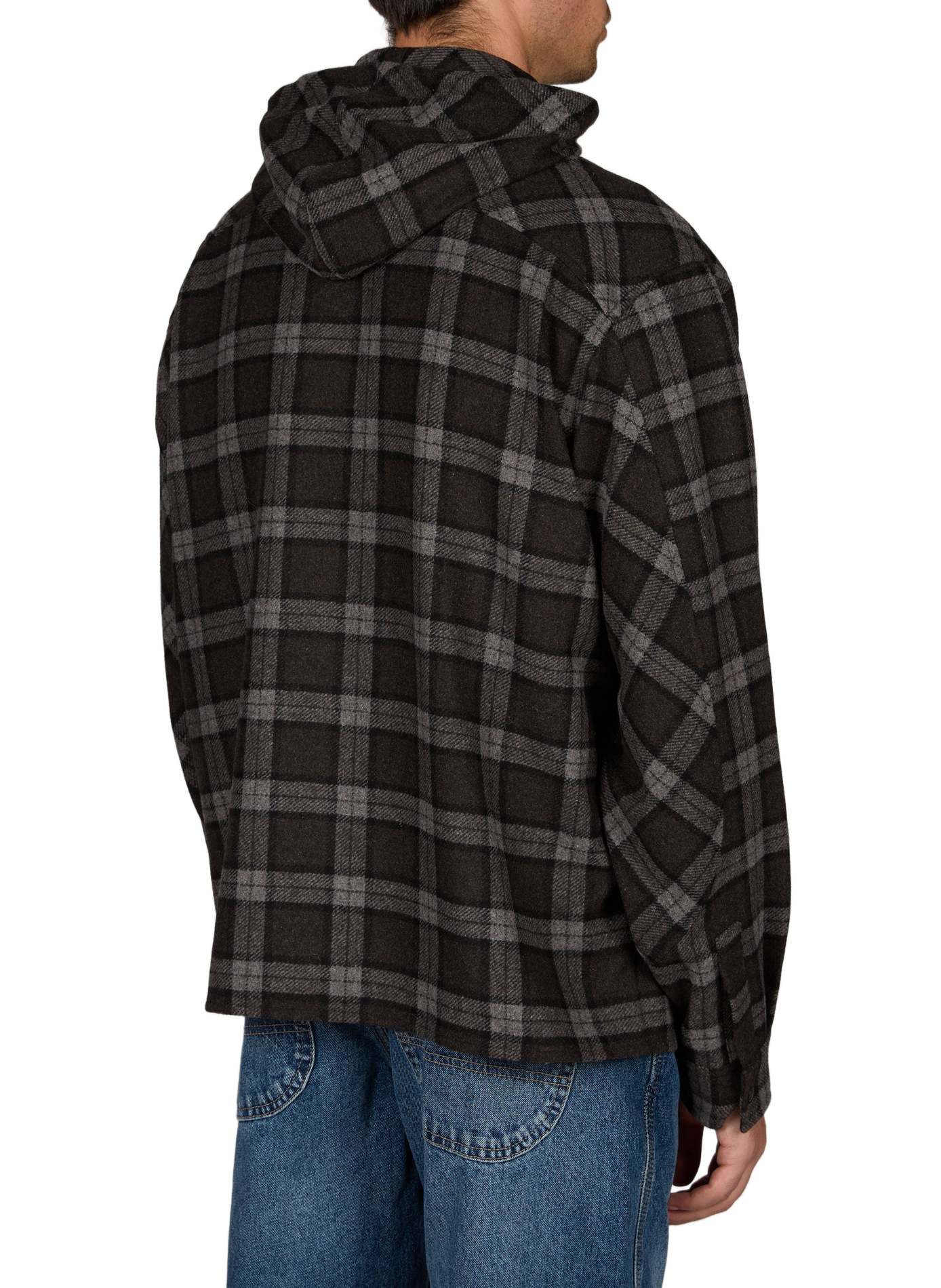 Logg straight-fit checked shirt with a classic collar and hood ROA Grey
