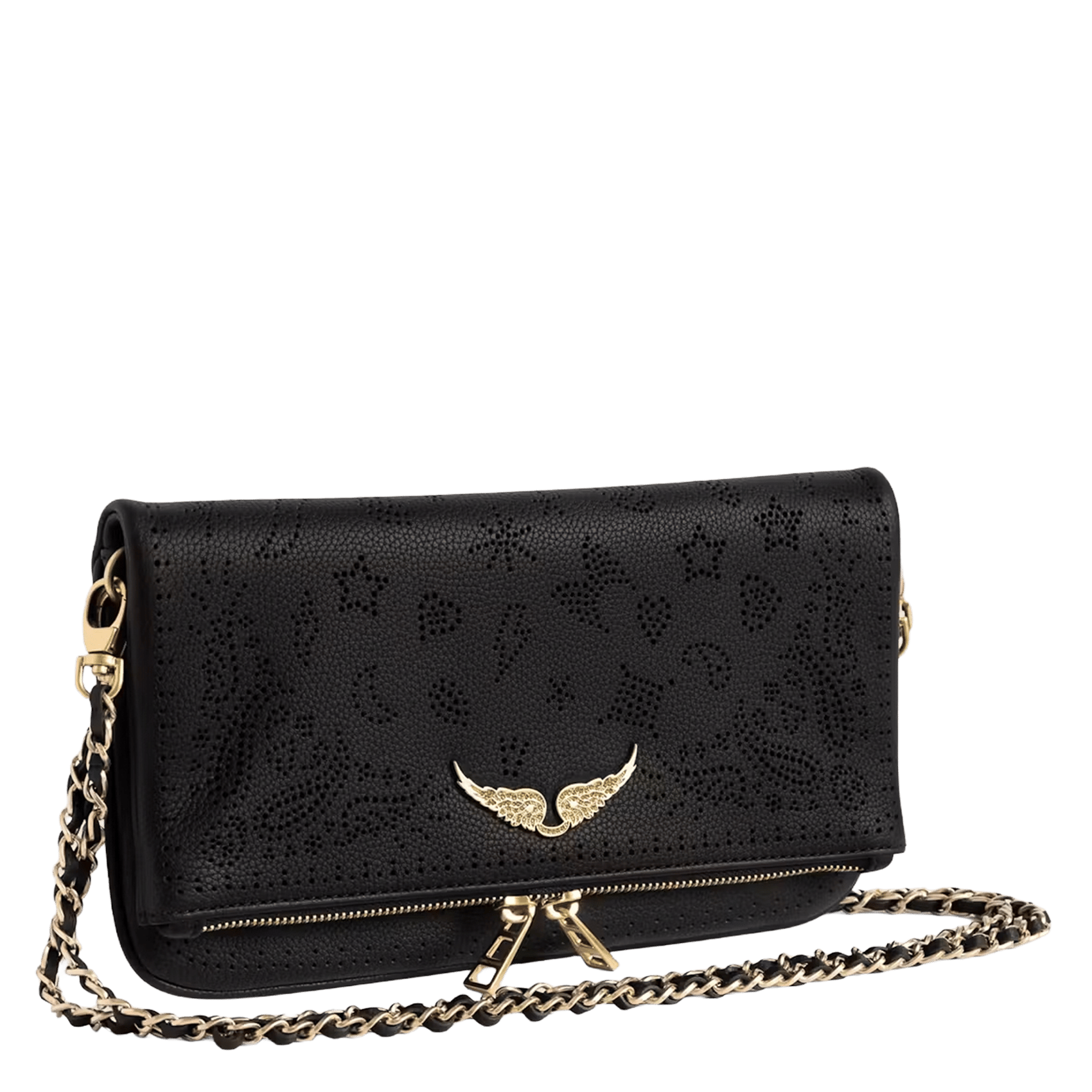 Sac bandoulière à strass en cuir rock ZADIG&VOLTAIRE Noir