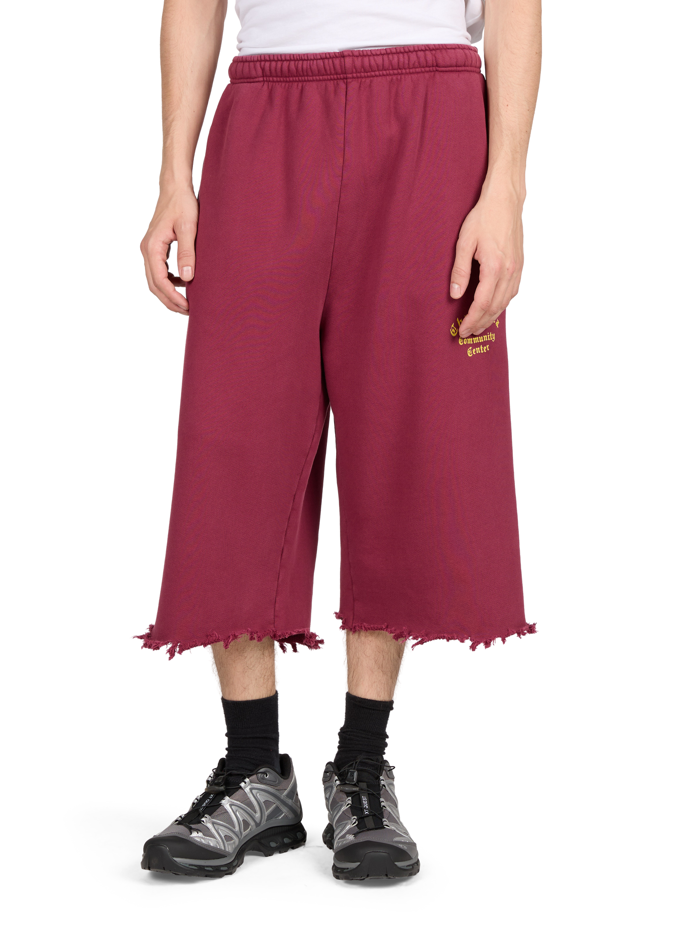 Plain wide-leg cotton Bermuda shorts WILLY CHAVARRIA Red