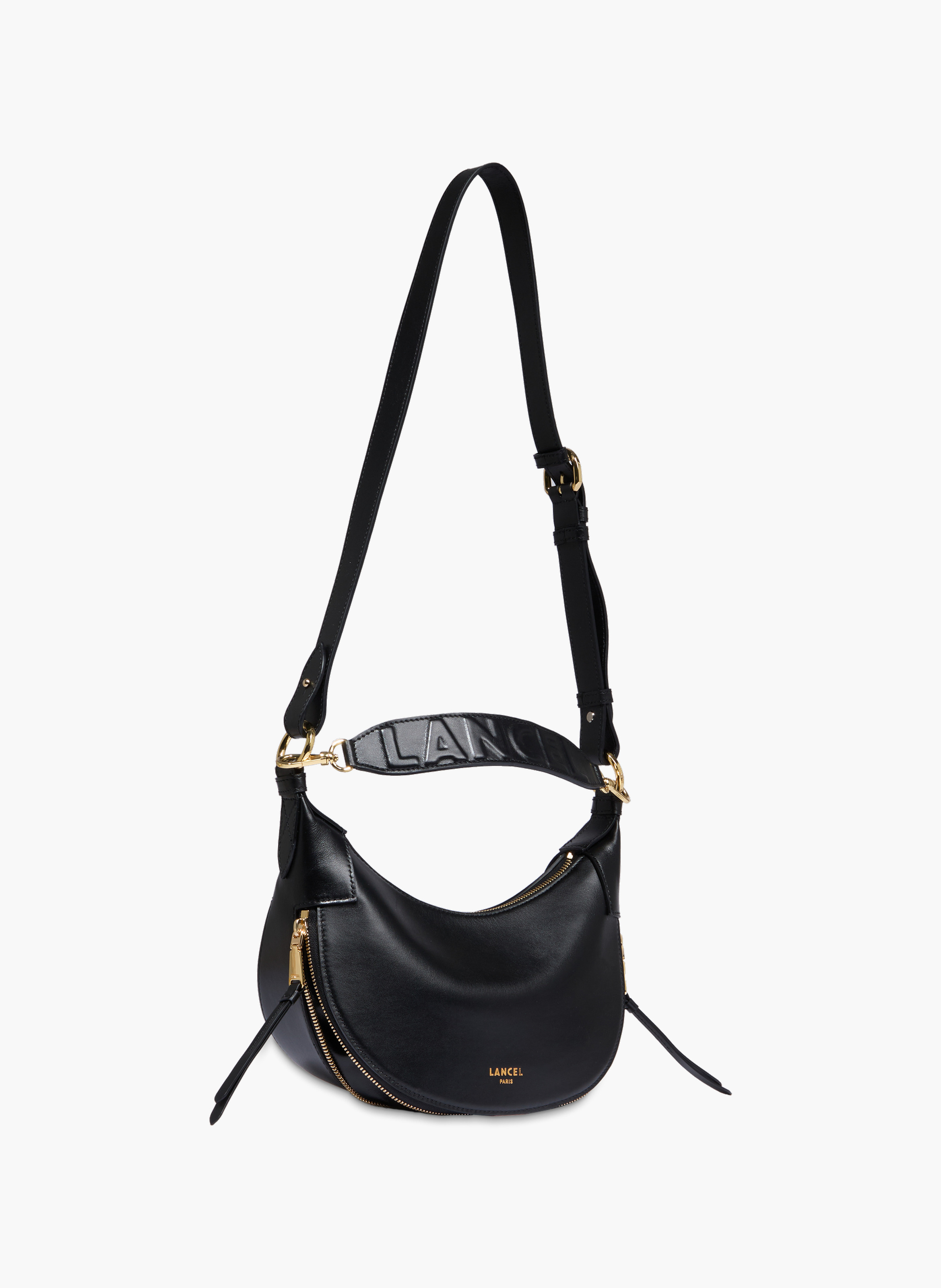 Sac hobo zippé s origami de lancel en cuir LANCEL Noir