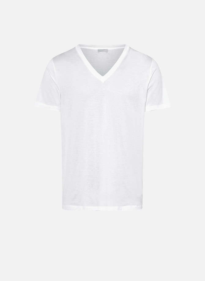 HANRO Baumwoll-T-Shirt mit V-Ausschnitt