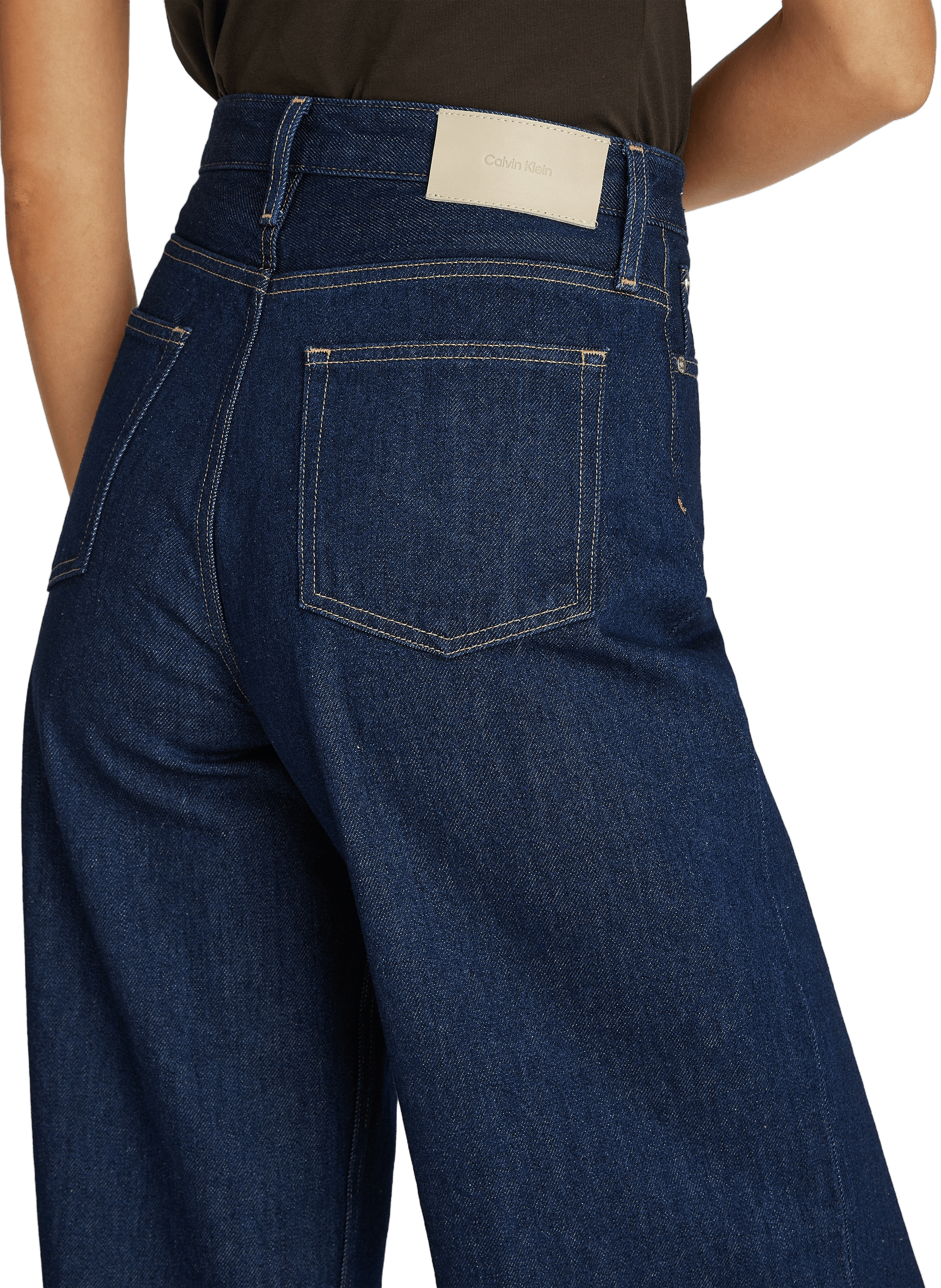 Jean large taille haute en coton CALVIN KLEIN Bleu