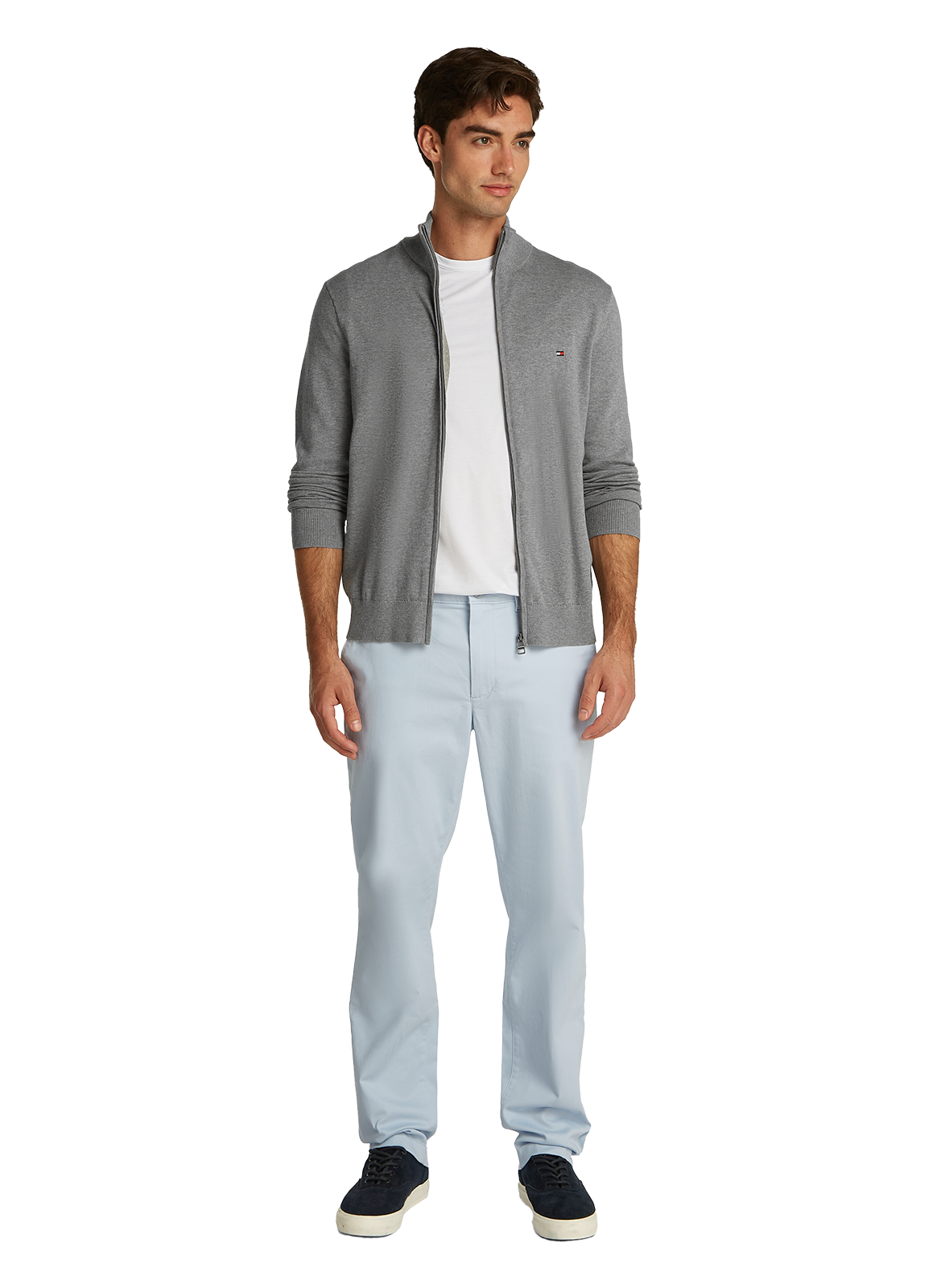 Zip-up sweater with funnel neck TOMMY HILFIGER Grey