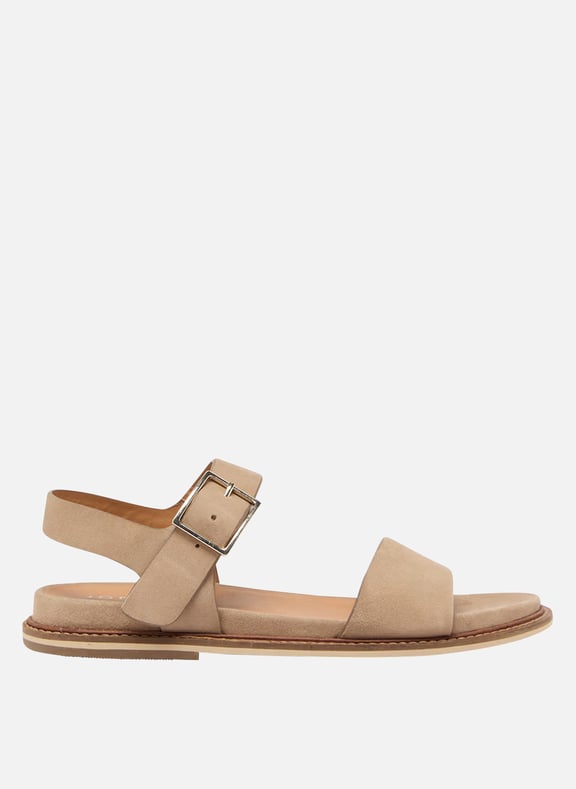 Sandales plates en cuir suédé acco Beige by JONAK JONAK Sandales plates en cuir suédé acco Beige