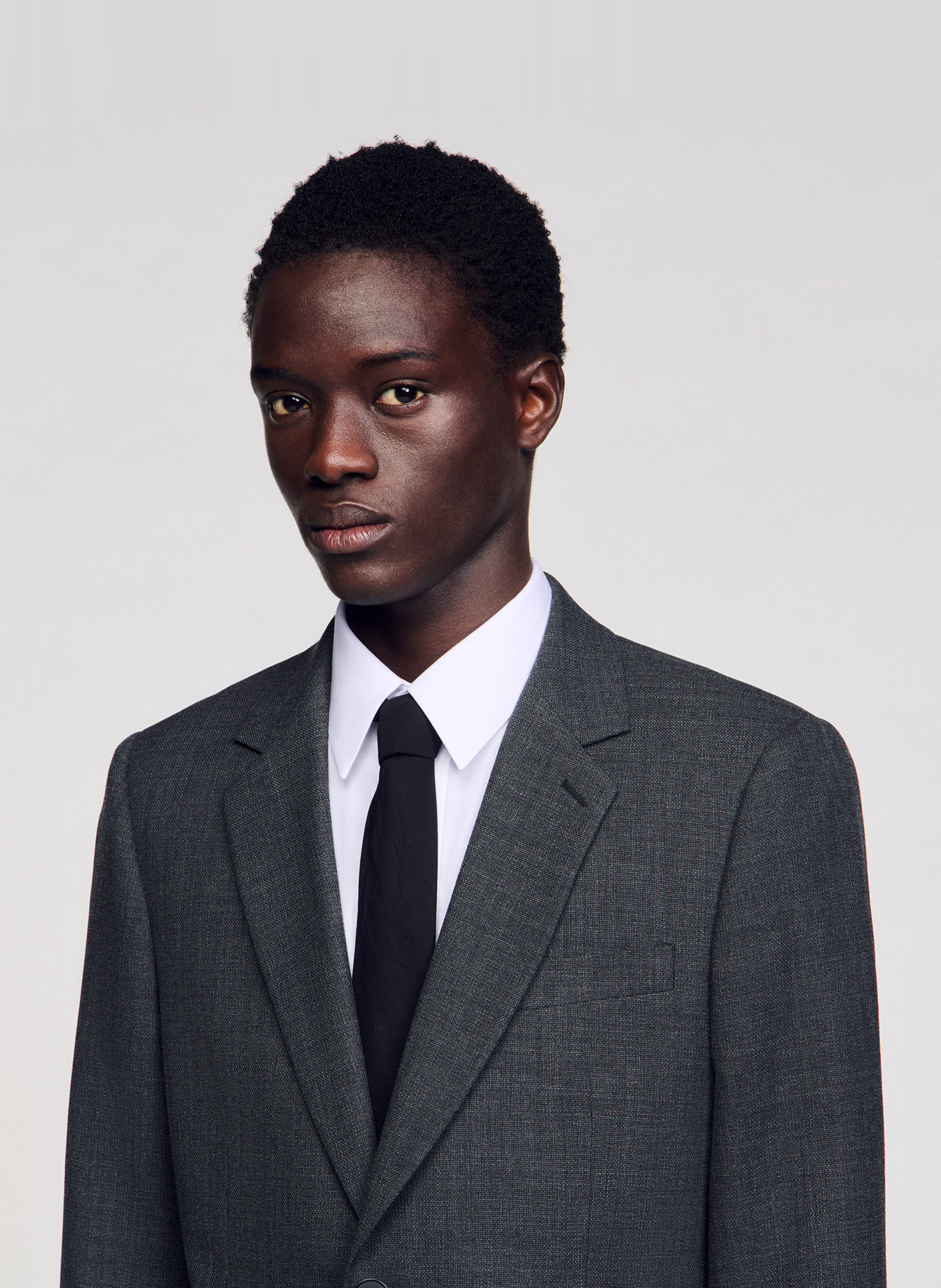 Veste col tailleur en laine SANDRO Gris