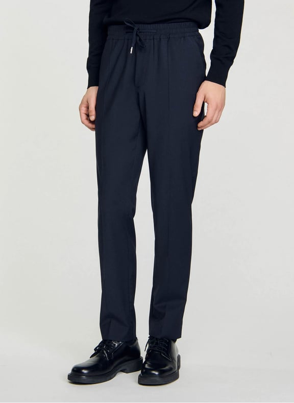 Pantalon droit élastiqué Bleu by SANDRO SANDRO Pantalon droit élastiqué Bleu