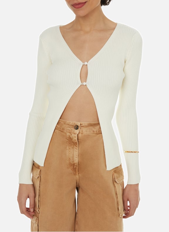 Cardigan côtelé Blanc by SAISON 1865 SAISON 1865 Cardigan côtelé Blanc