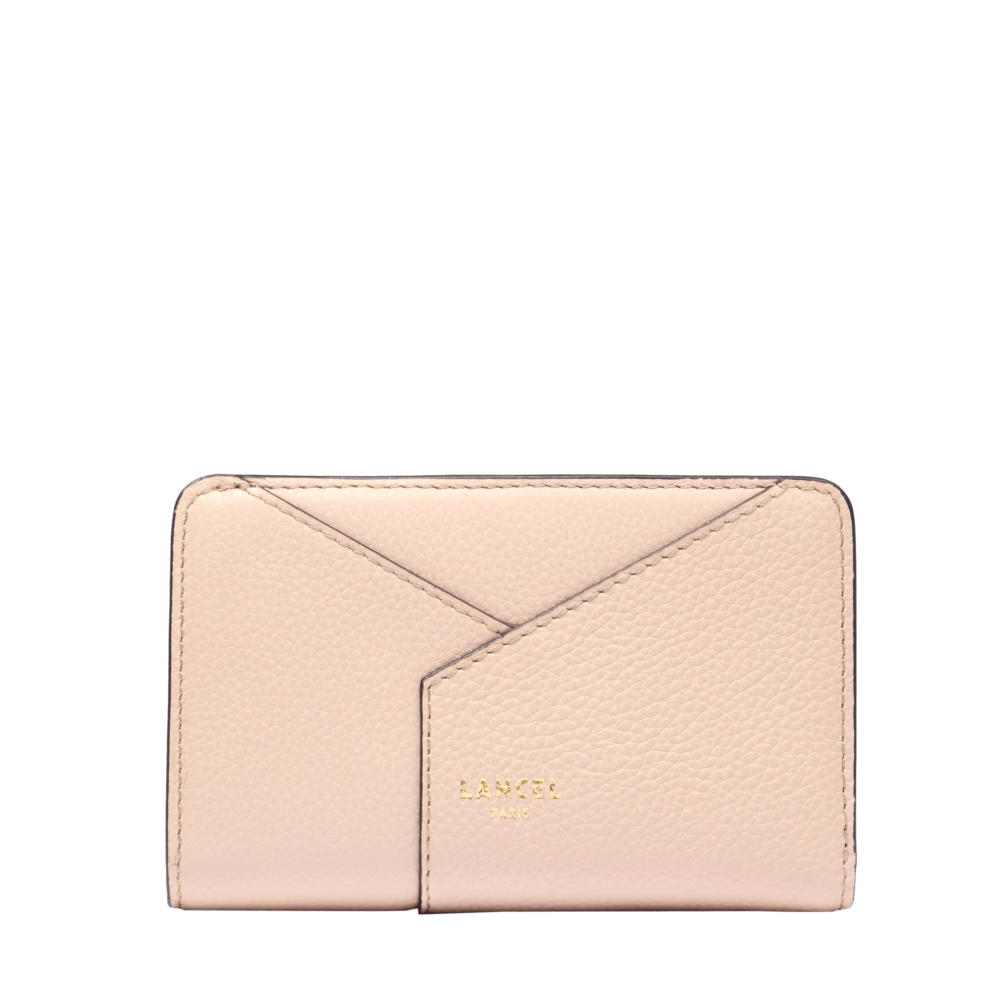 LANCEL Portefeuille rectangulaire zippé enveloppe de lancel en cuir Beige