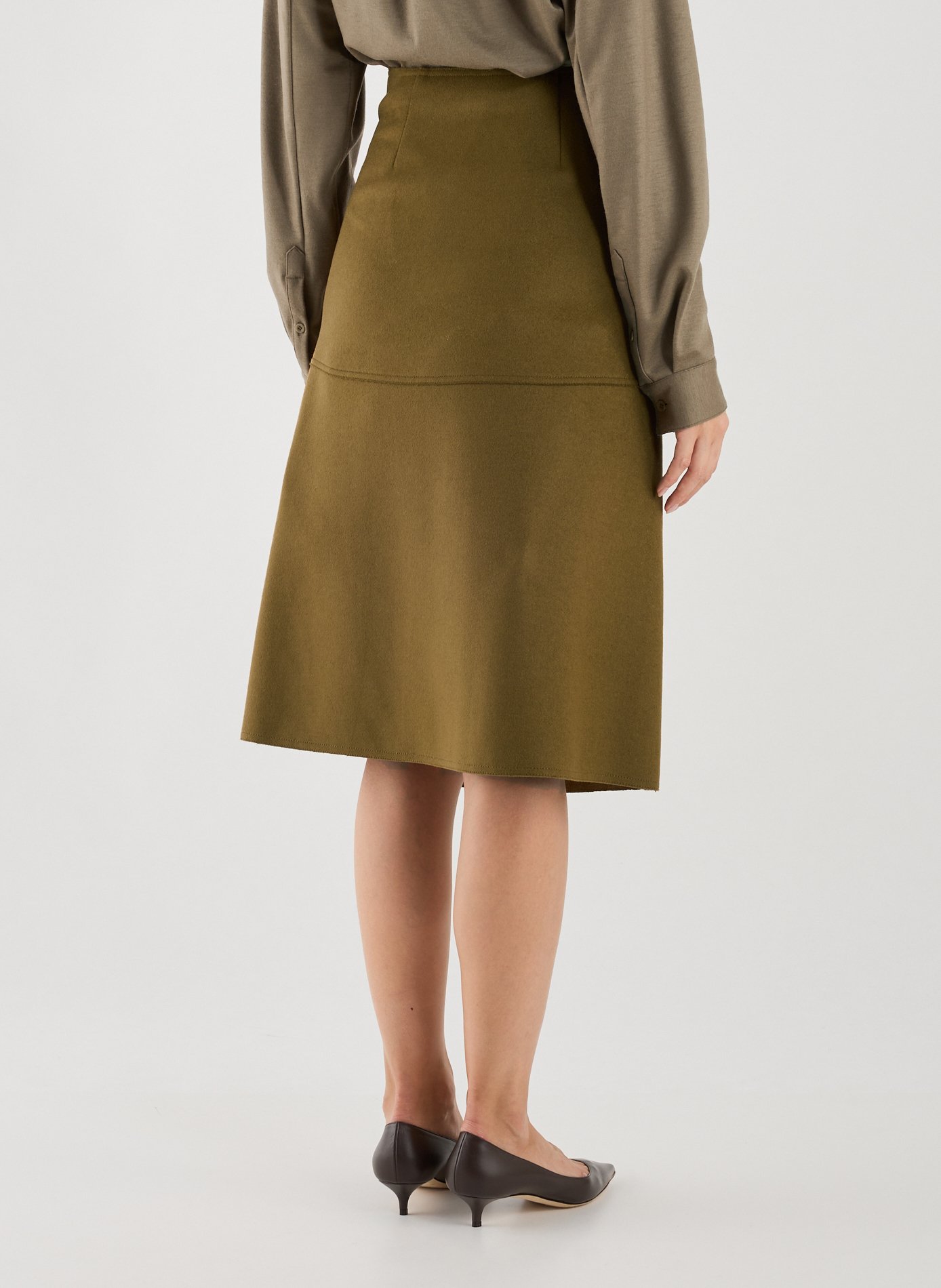 Zippered wool blend skirt TELA Green