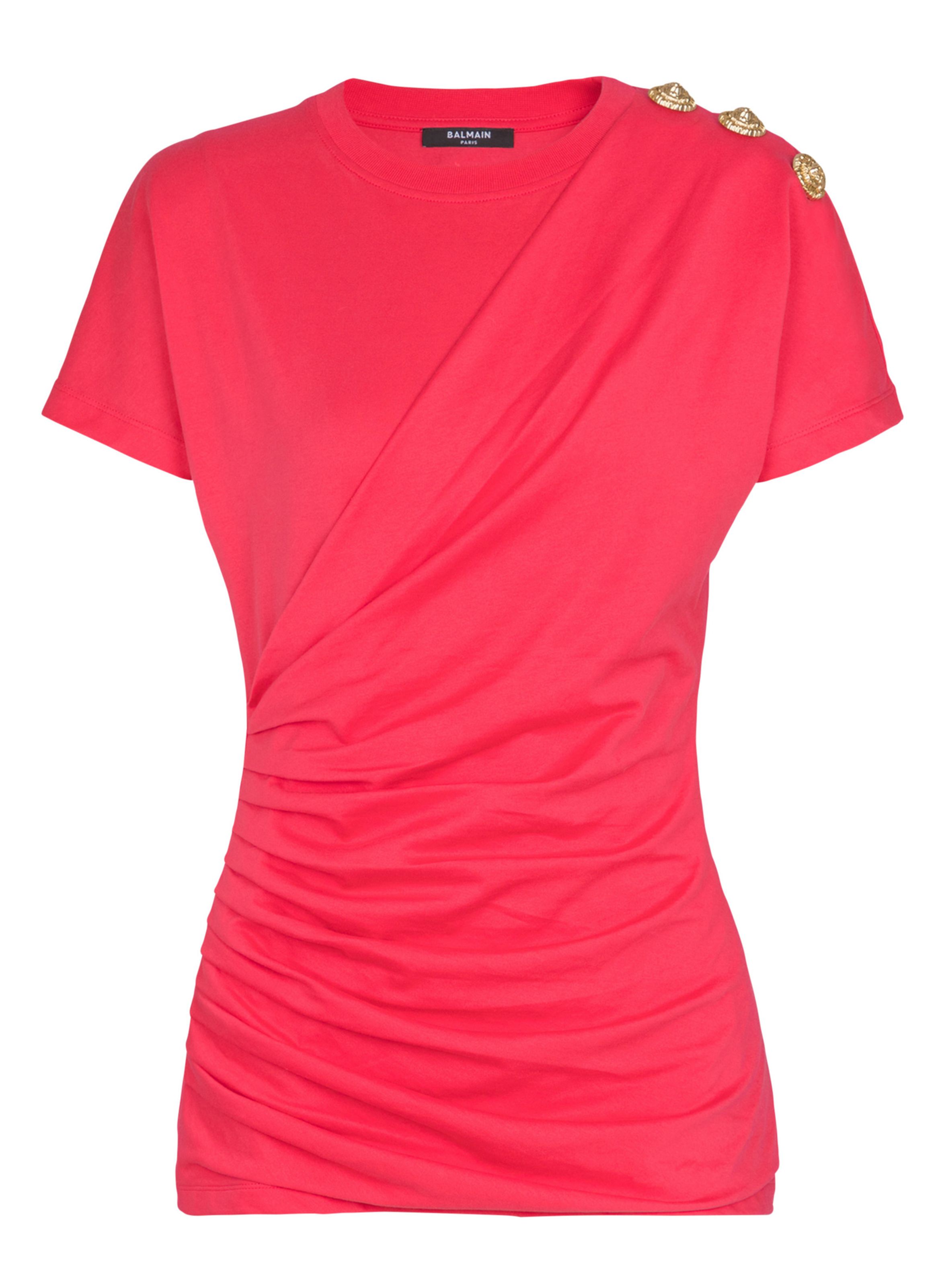 T-shirt drapé avec boutons  Rose