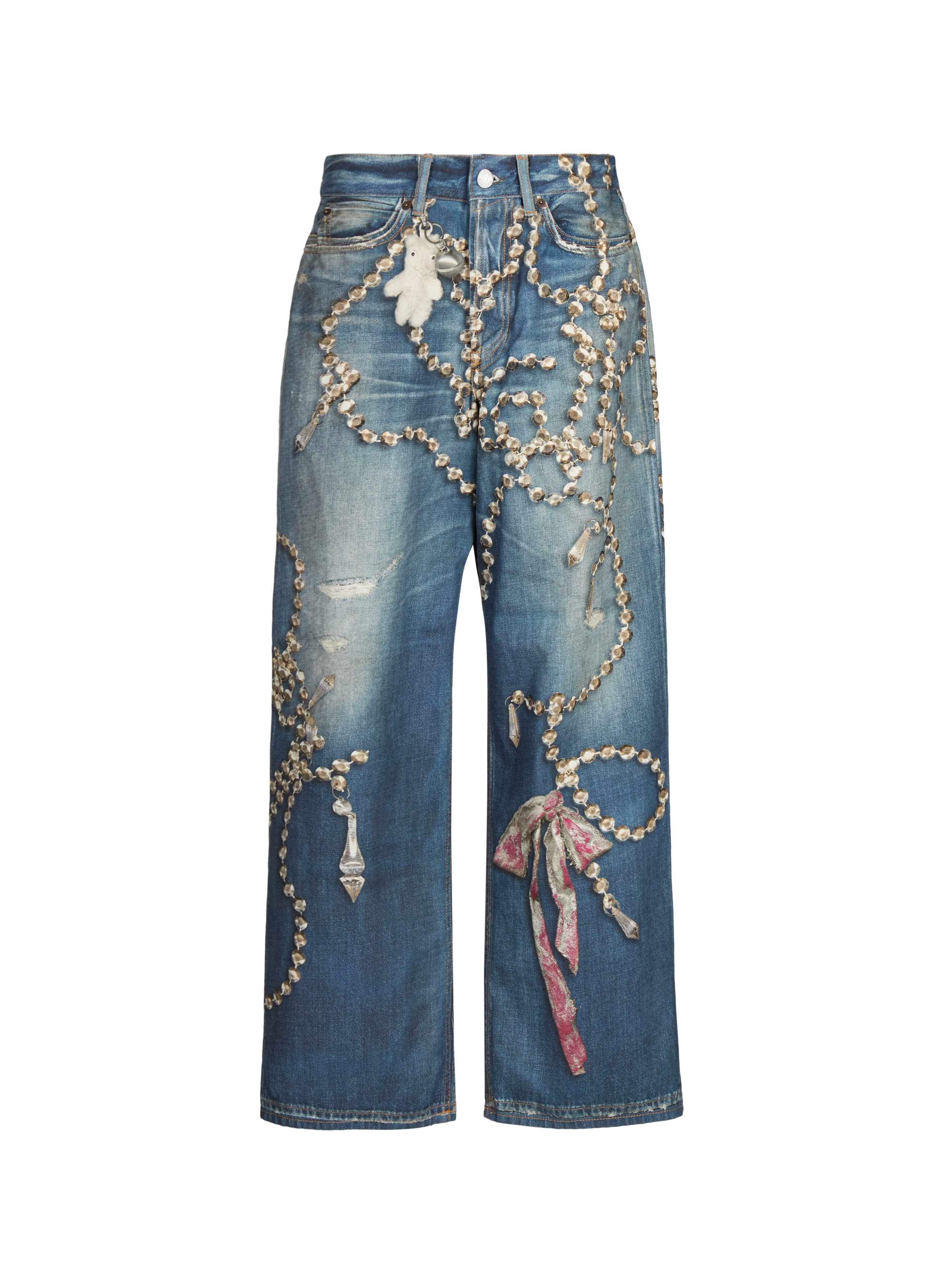 Jean large à imprimé en coton ACNE STUDIOS Bleu