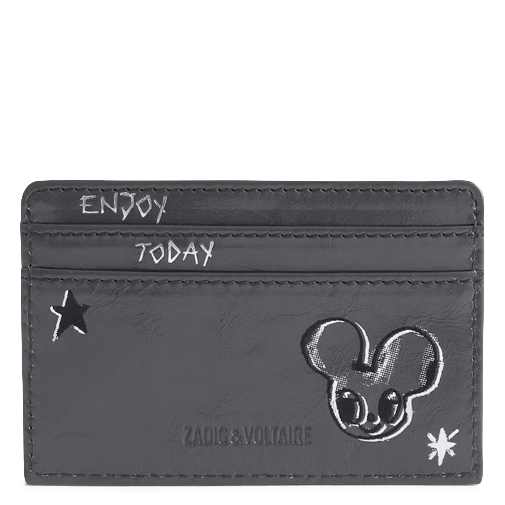 Porte-cartes en cuir imprimé zv pass ZADIG&VOLTAIRE Gris