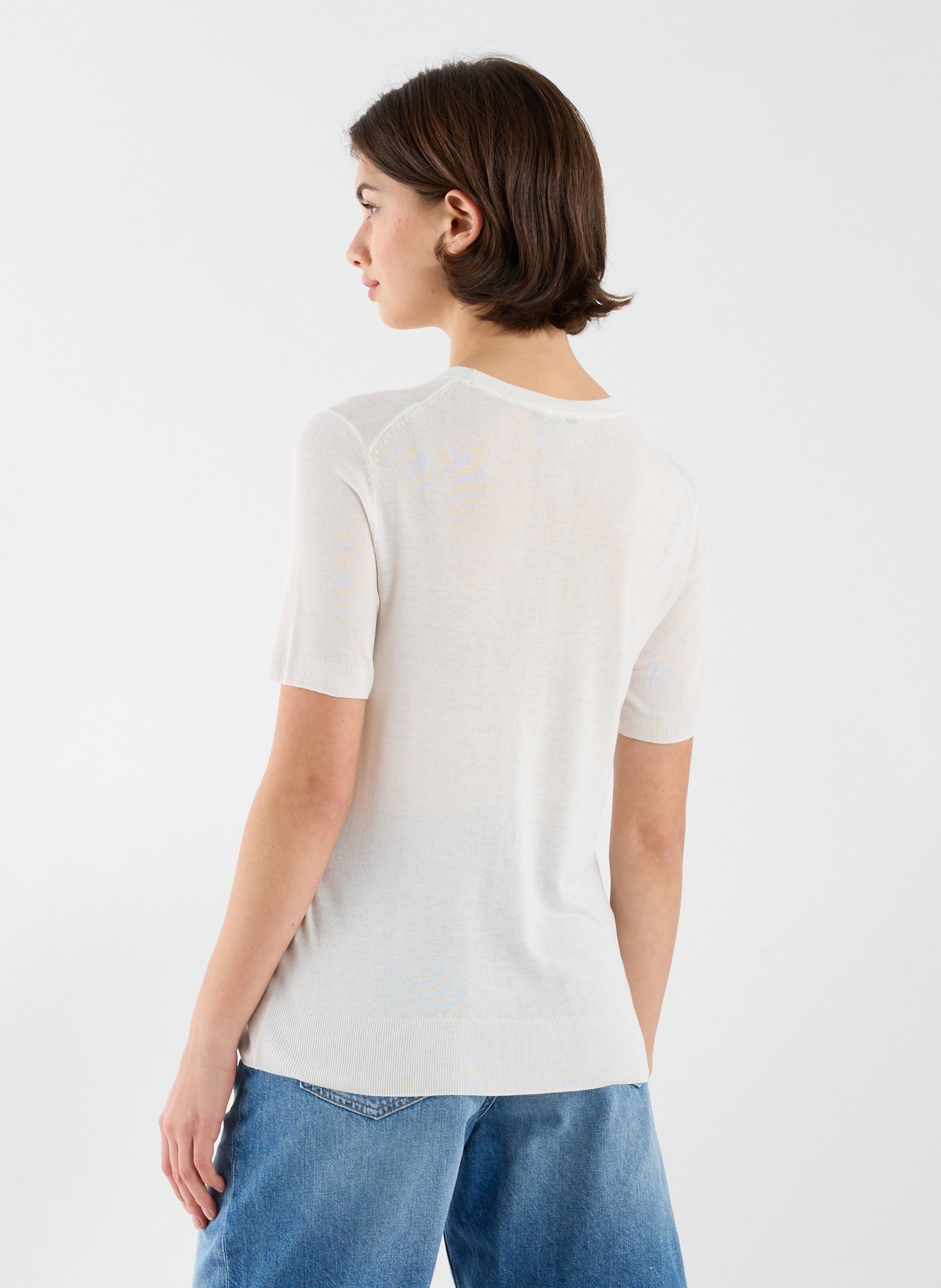 Pull côtelé à manches courtes  CALVIN KLEIN Beige