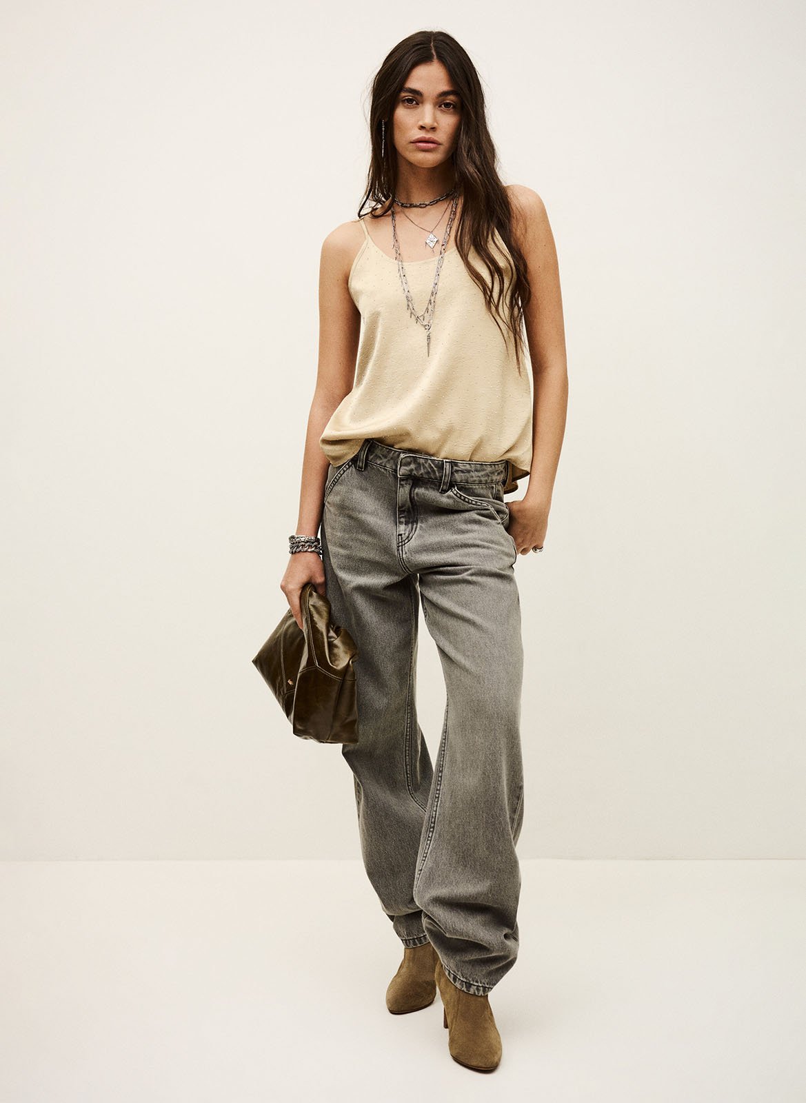 Top droit à studs digue BA&SH Doré