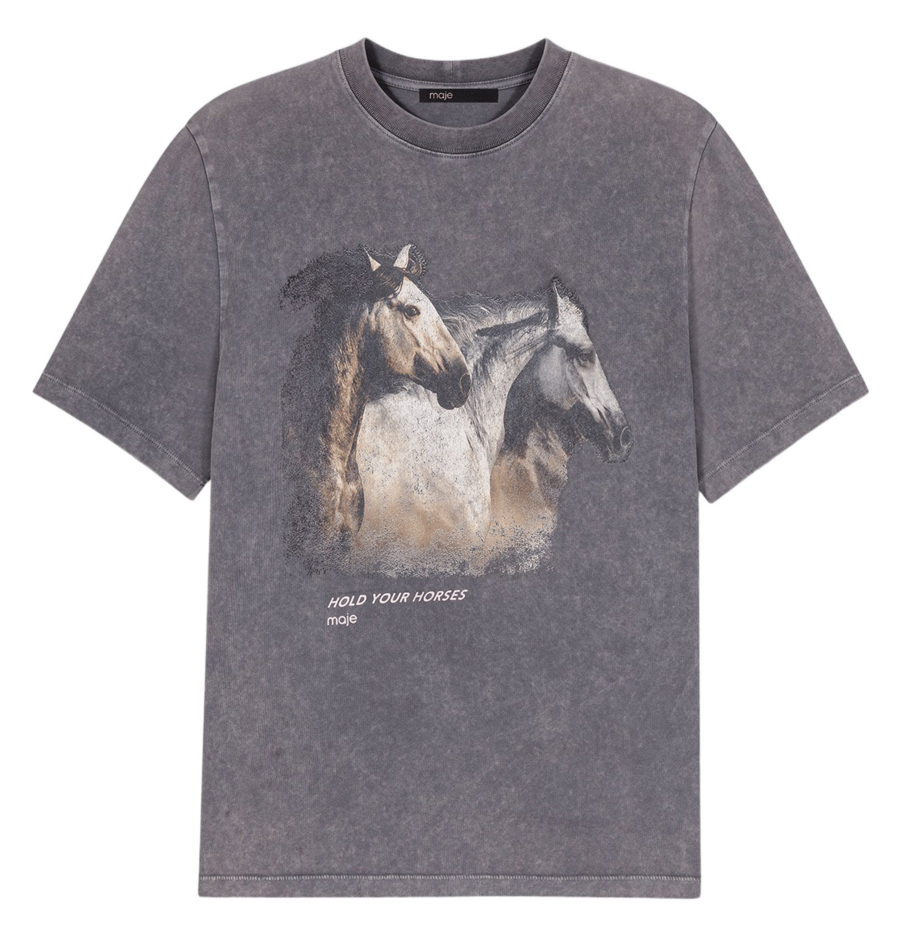 Tee-shirt col rond en coton Gris