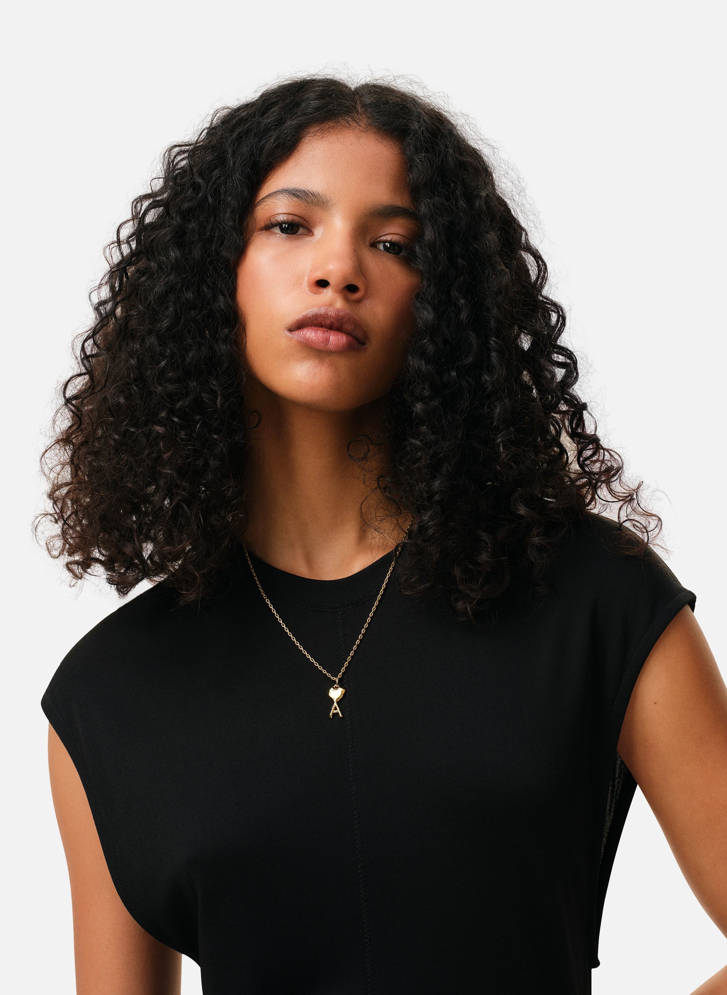 Collier martelé fin doré ami de coeur unisexe en laiton AMI PARIS Jaune