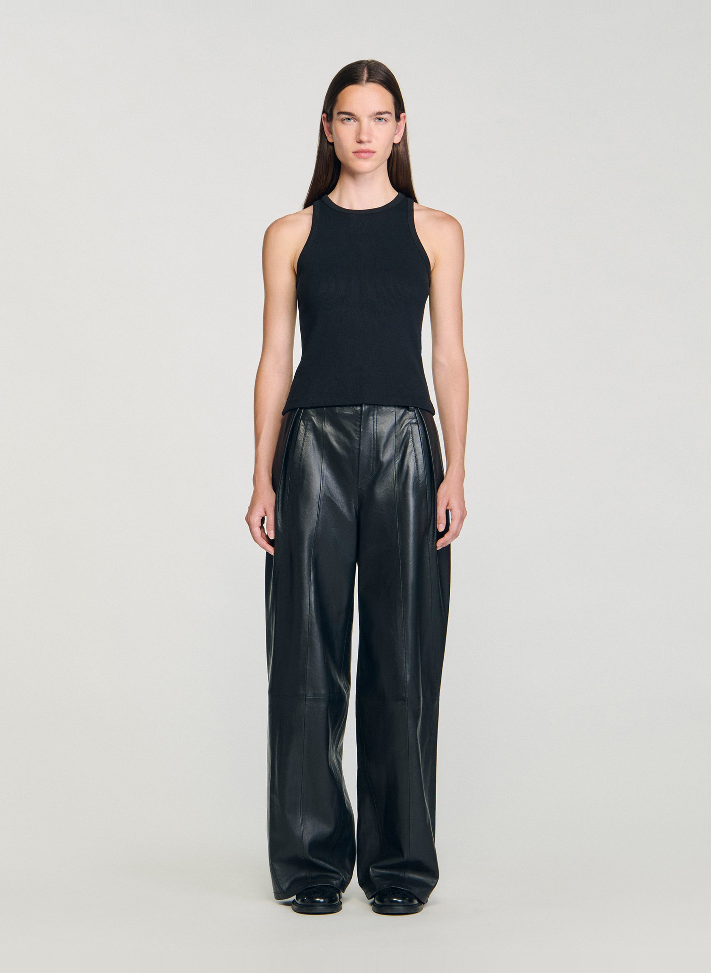 Débardeur col rond en coton SANDRO Noir