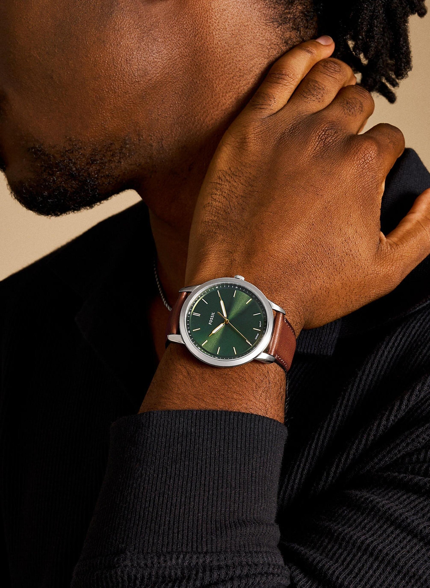 Montre The Minimalist bracelet en cuir FOSSIL Vert