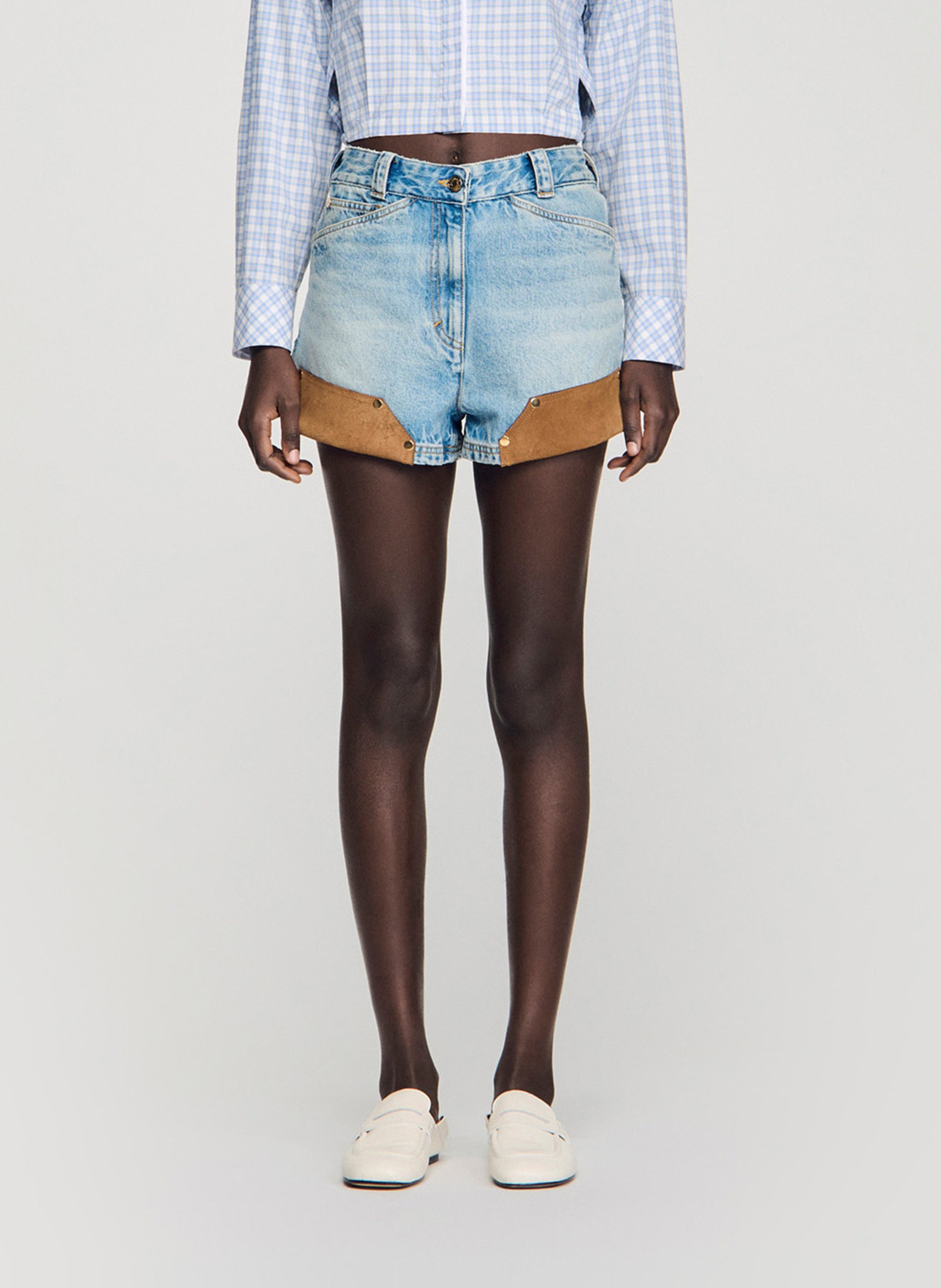 Short droit en coton SANDRO Bleu