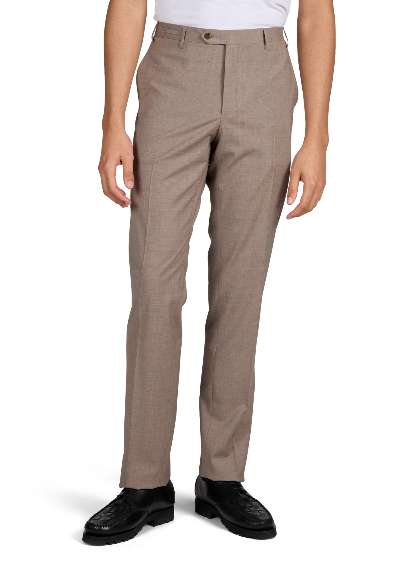 Pantalon regular en laine vierge mélangée CORNELIANI Beige