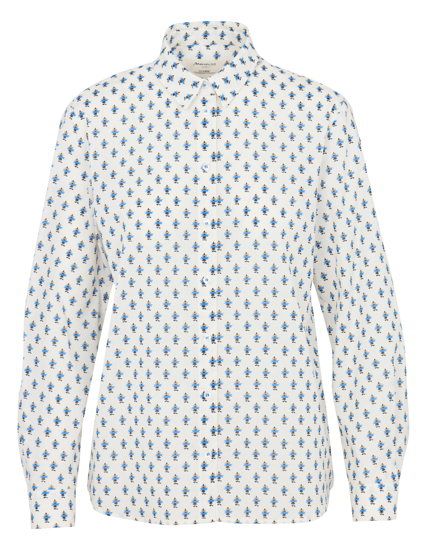 Chemise droite col classique en coton imprimé colette MAISON 123 Blanc