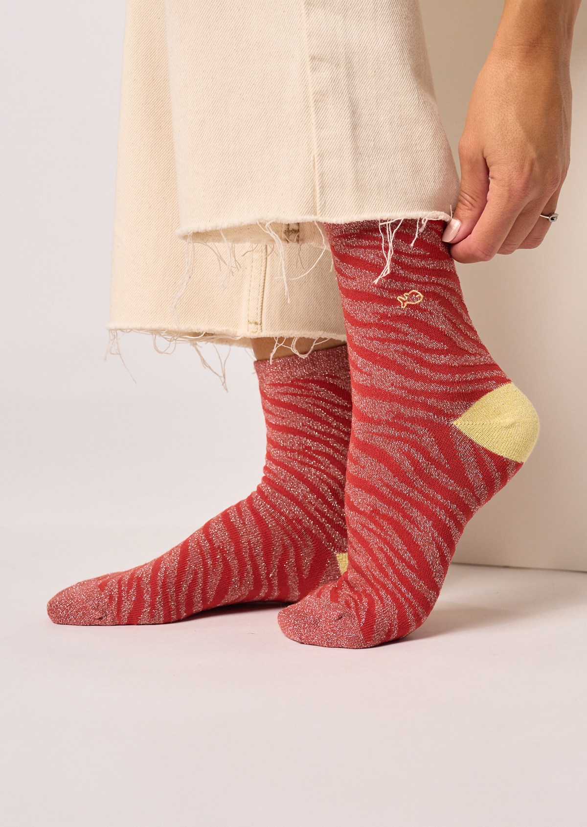 Chaussettes en coton peigné zèbre BILLYBELT Rouge