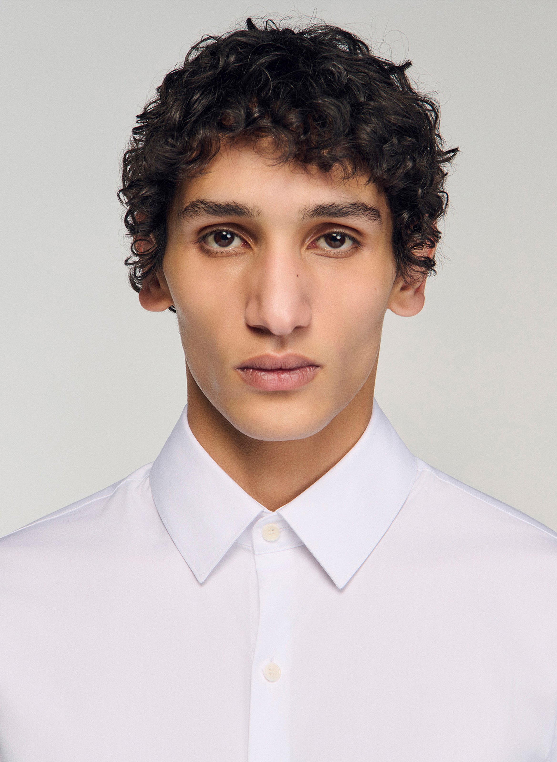 Chemise droite en coton mélangé SANDRO Blanc