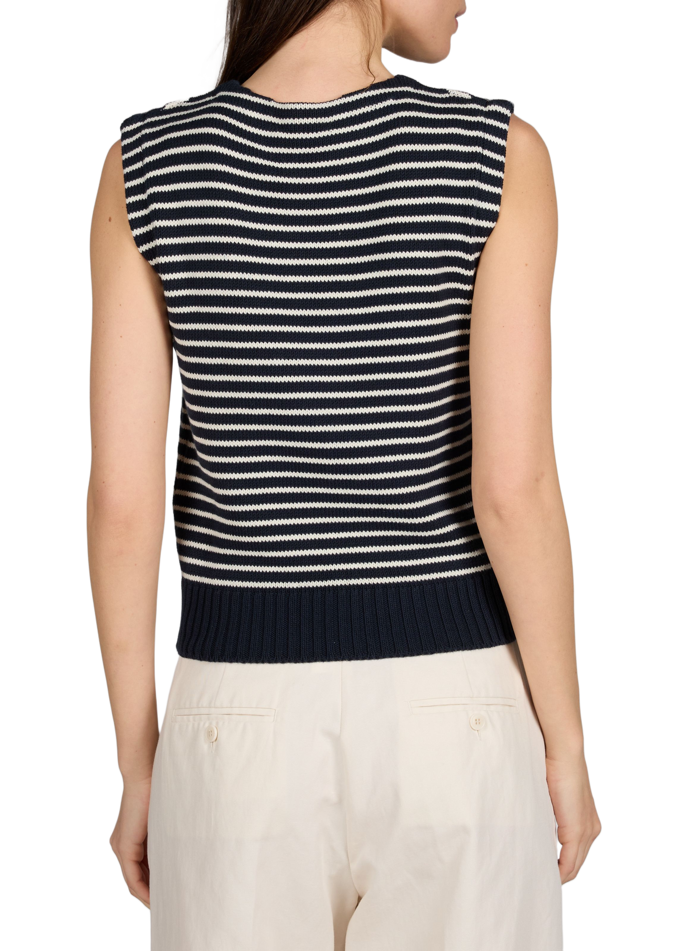 Striped sleeveless cotton blend sweater MAX MARA WEEK END Blue