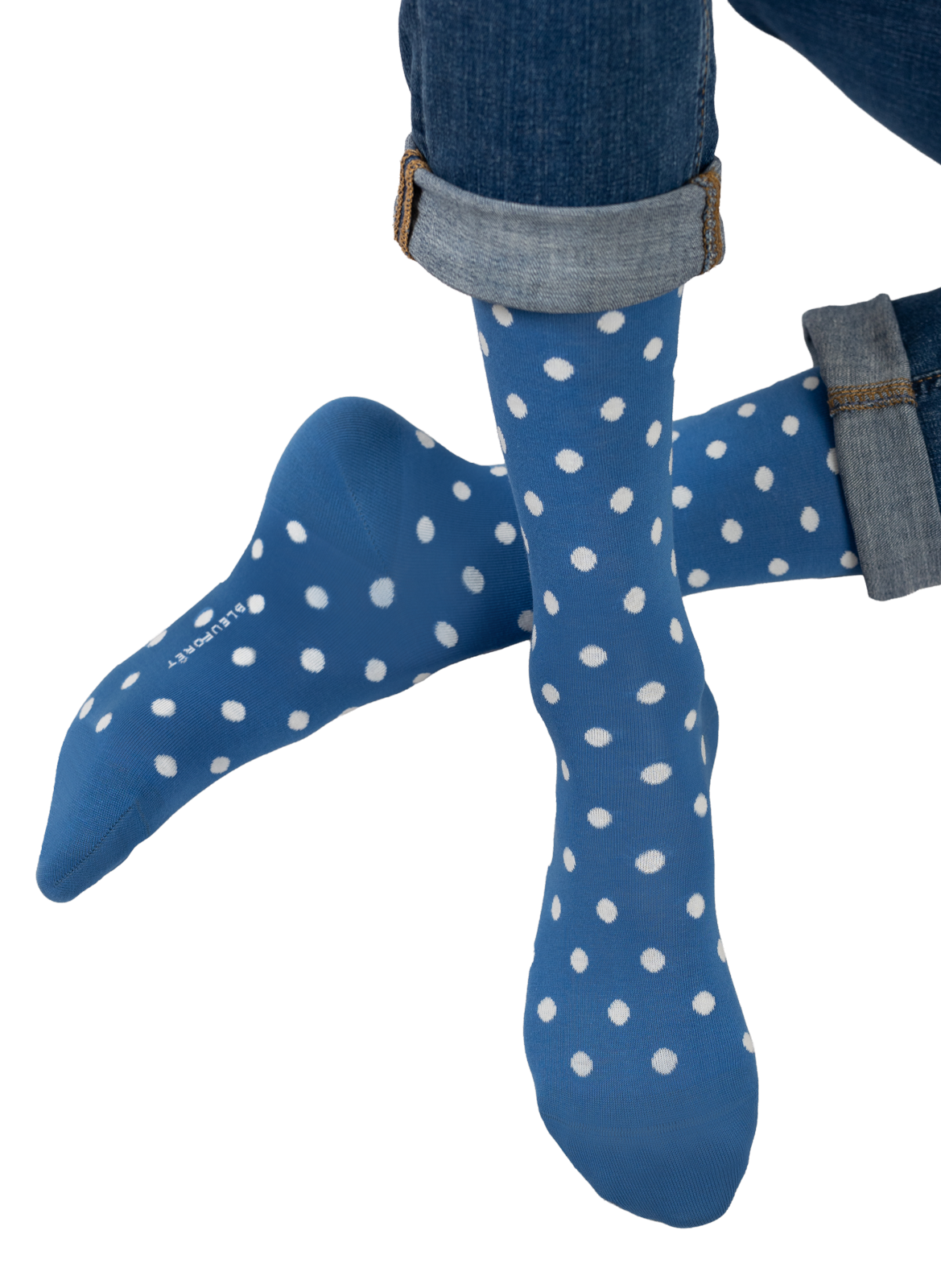Mid-high socks with polka dots. BLEUFORÊT Blue