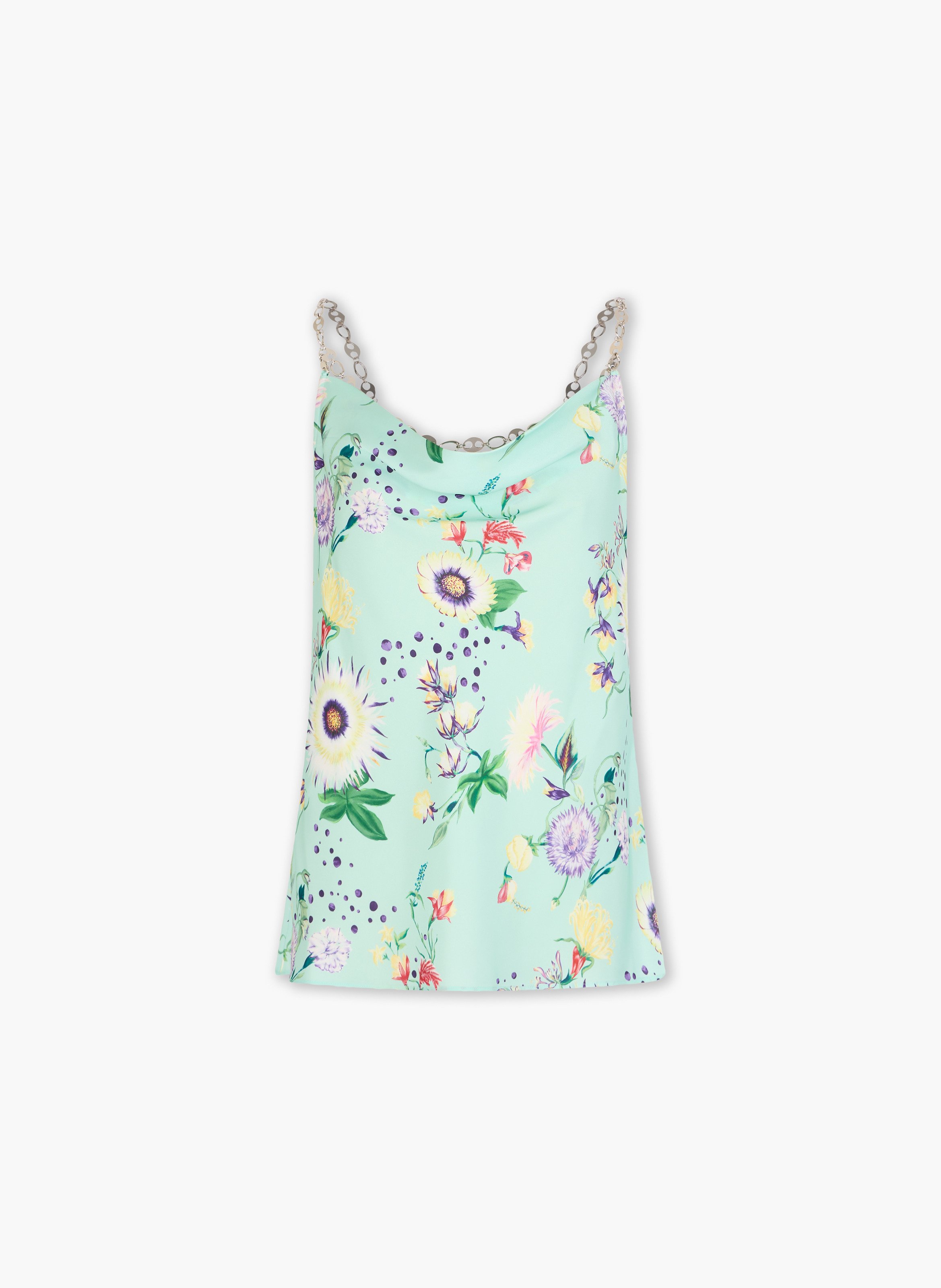 Top à motifs floraux avec détails chaînes RABANNE Vert