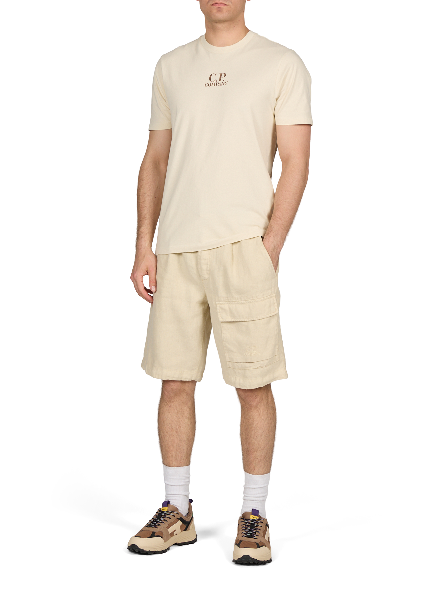 T-shirt imprimé en coton CP COMPANY Beige
