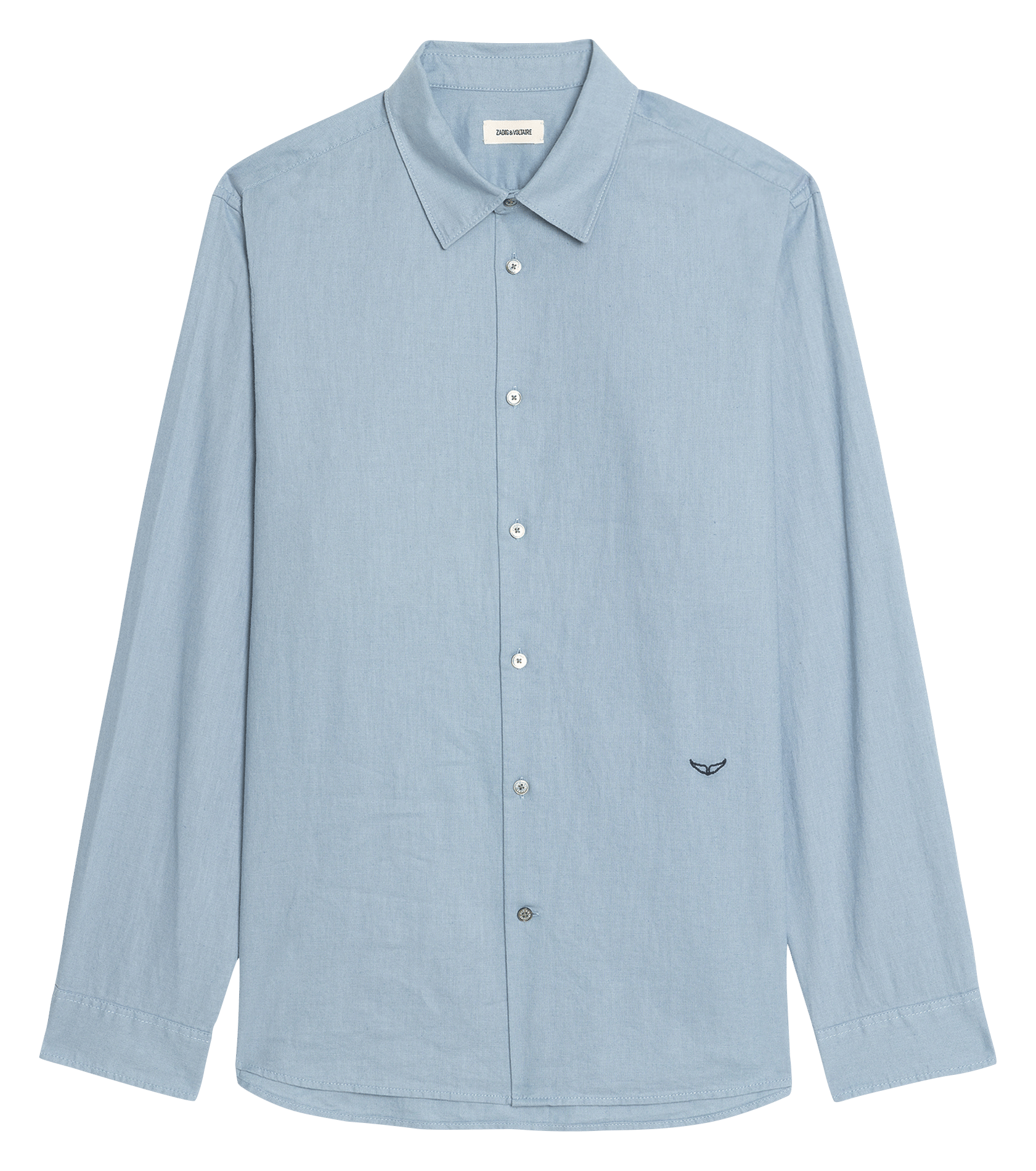 Chemise droite boutonnée en lin mélangé sid ZADIG&VOLTAIRE Bleu
