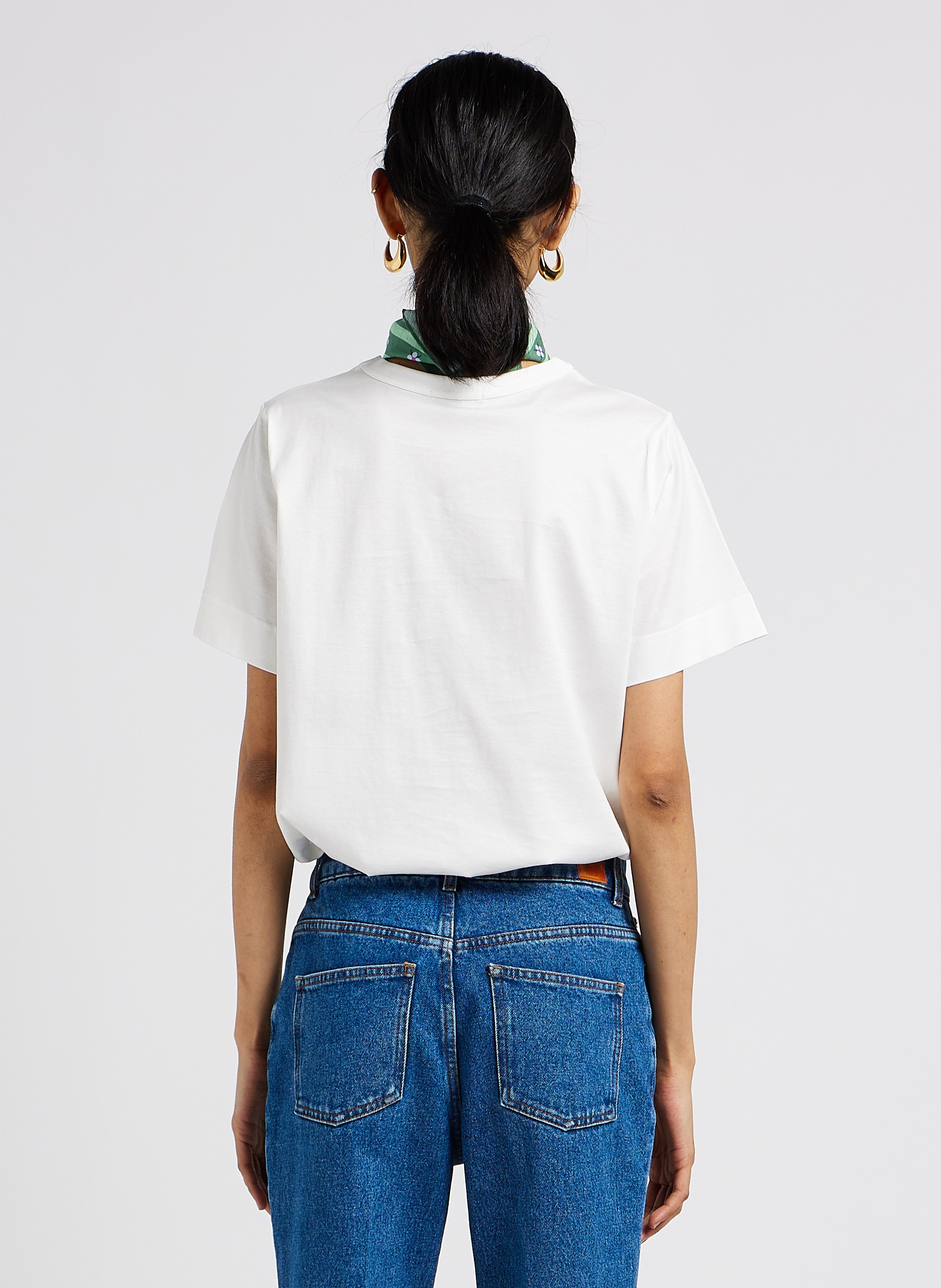 Tee shirt à col rond en coton basic SOEUR Blanc
