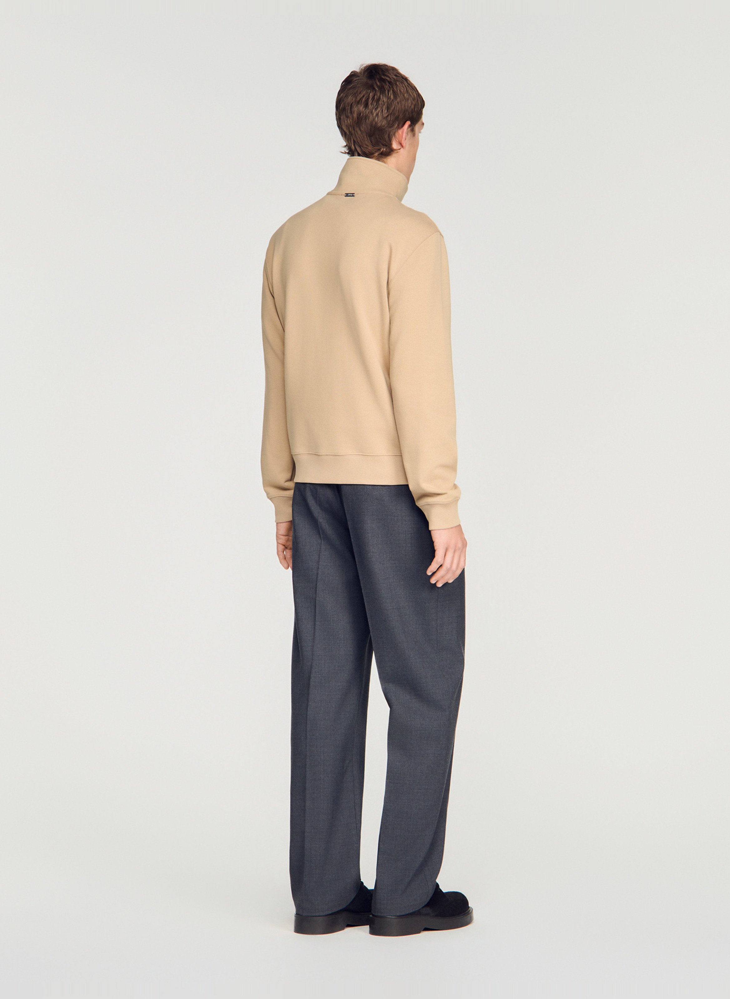 Sweat droit col montant en coton SANDRO Marron