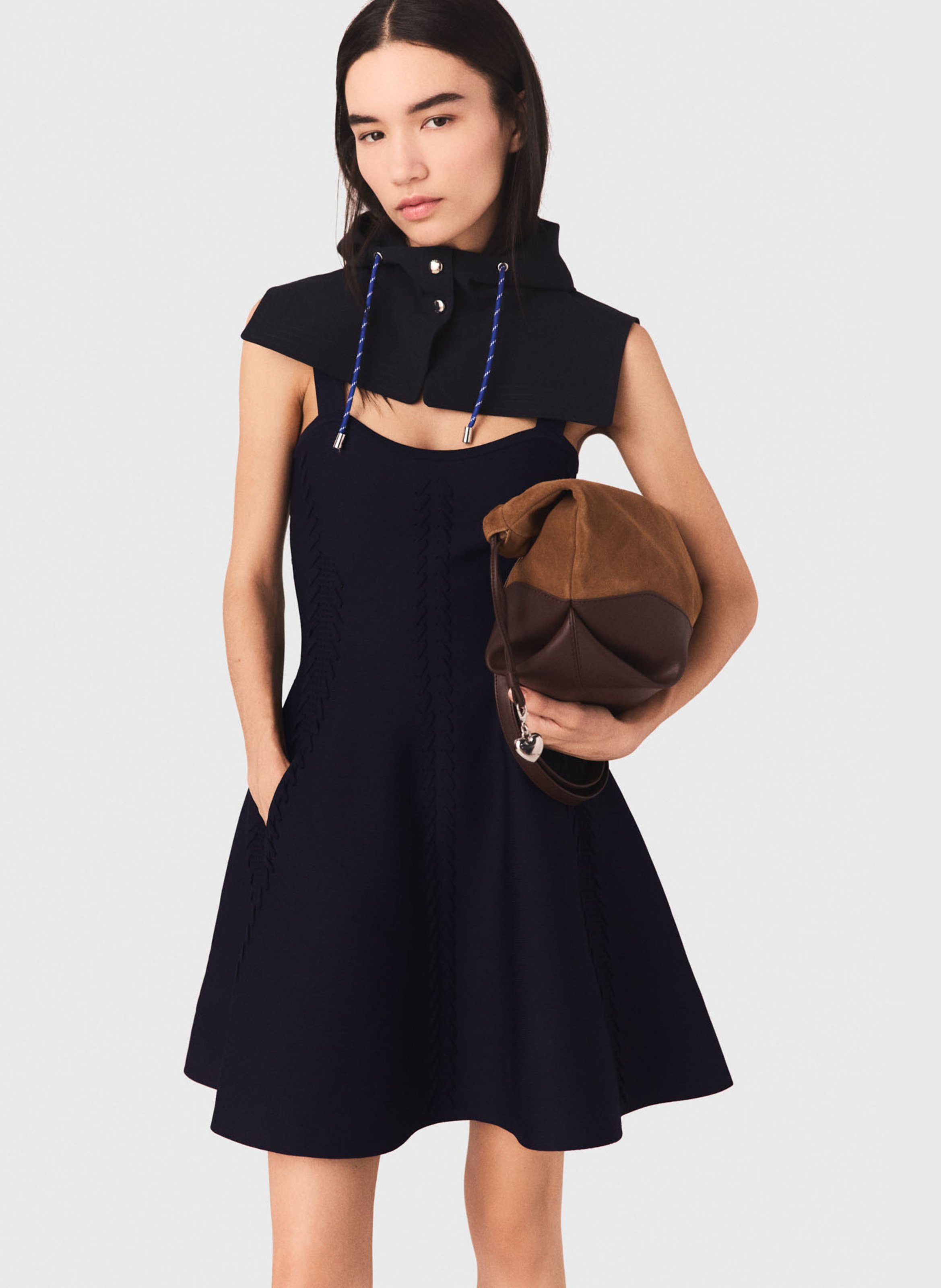 Robe courte patineuse à bretelles MAJE Bleu