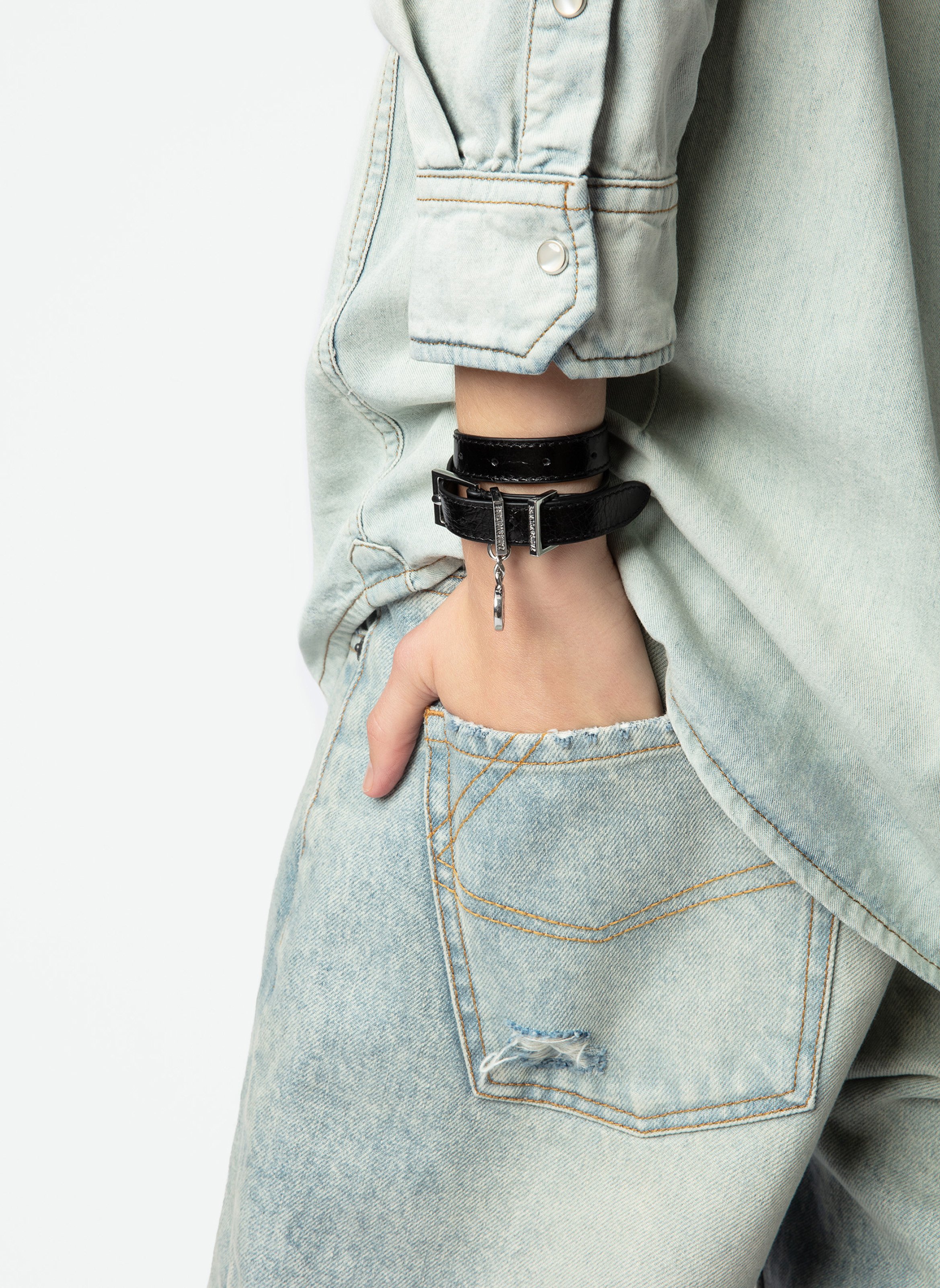 Bracelet en cuir sunny ZADIG&VOLTAIRE Noir
